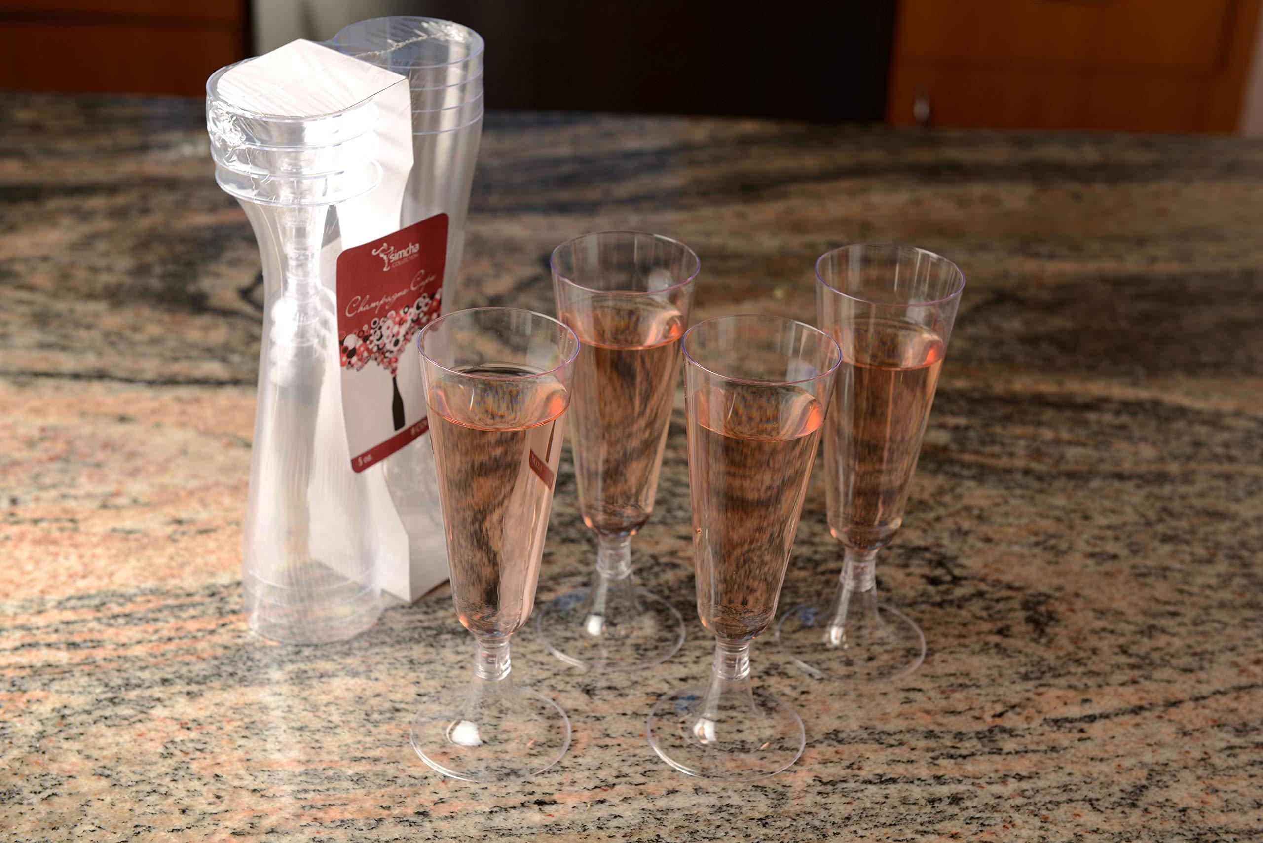 EcoQuality [160 PACK] Plastic Champagne Flutes 5 oz - Hard Plastic Disposable Clear Plastic Glass Like Flutes - Champagne Glasses BPA Free Toasting Flutes - Weddings, Parties, Cocktail Cups, Mimosas, Wine, Sodas