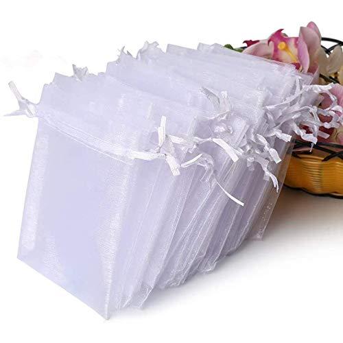 Hopttreely Hopttreely 100PCS Premium Sheer Organza Bags, White Wedding Favor Bags, 4x4.72 Jewelry Gift Bags for Party, Jewelry, Christmas, Festival, Bathroom Soaps, Makeup Organza, Wrapping Supplie