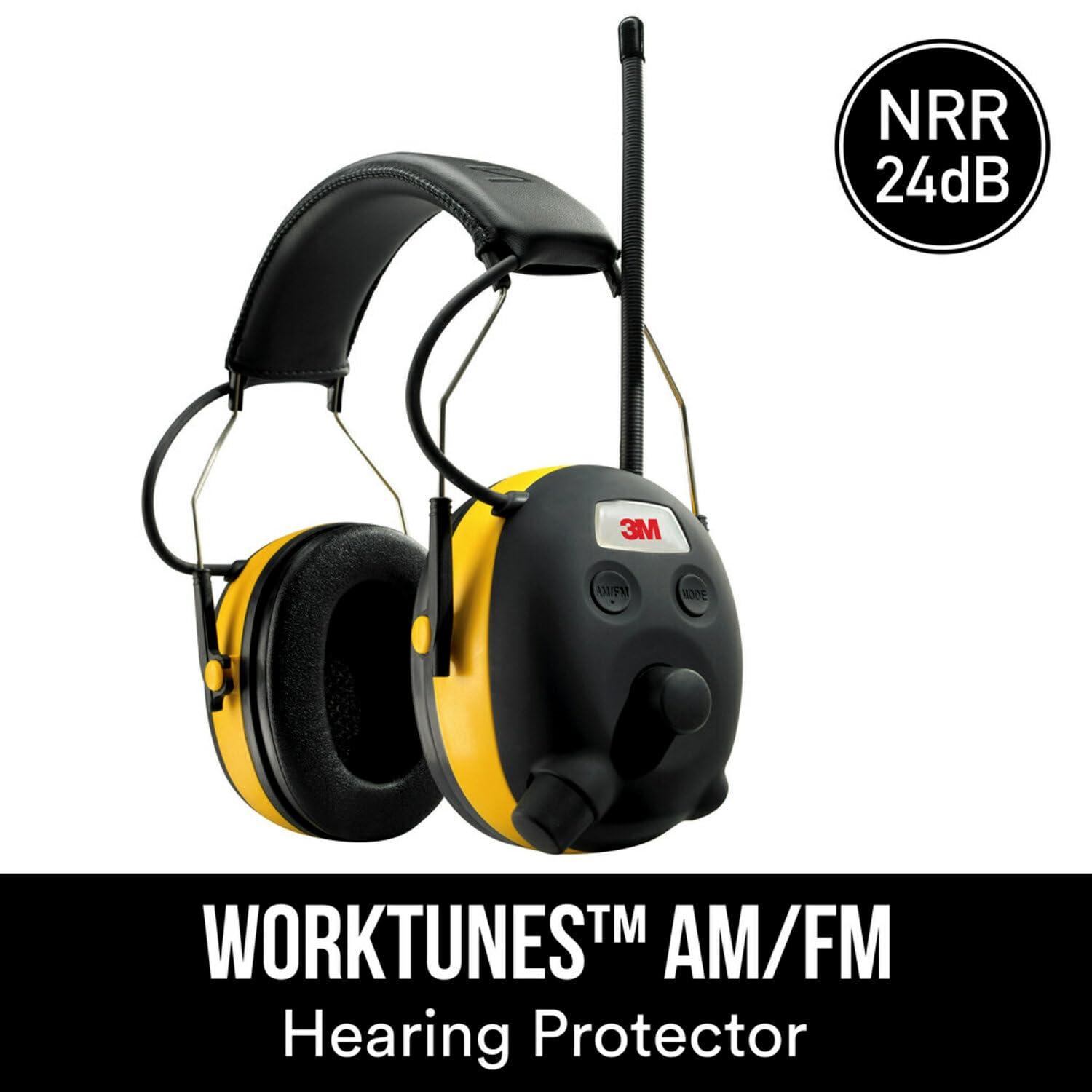 3M Safety 3M - 90541-80025T WorkTunes AM/FM Hearing Protector with Audio Assist Technology, 24 dB NRR, Ear protection for Mowing, Snowblowing, Construction, Work Shops