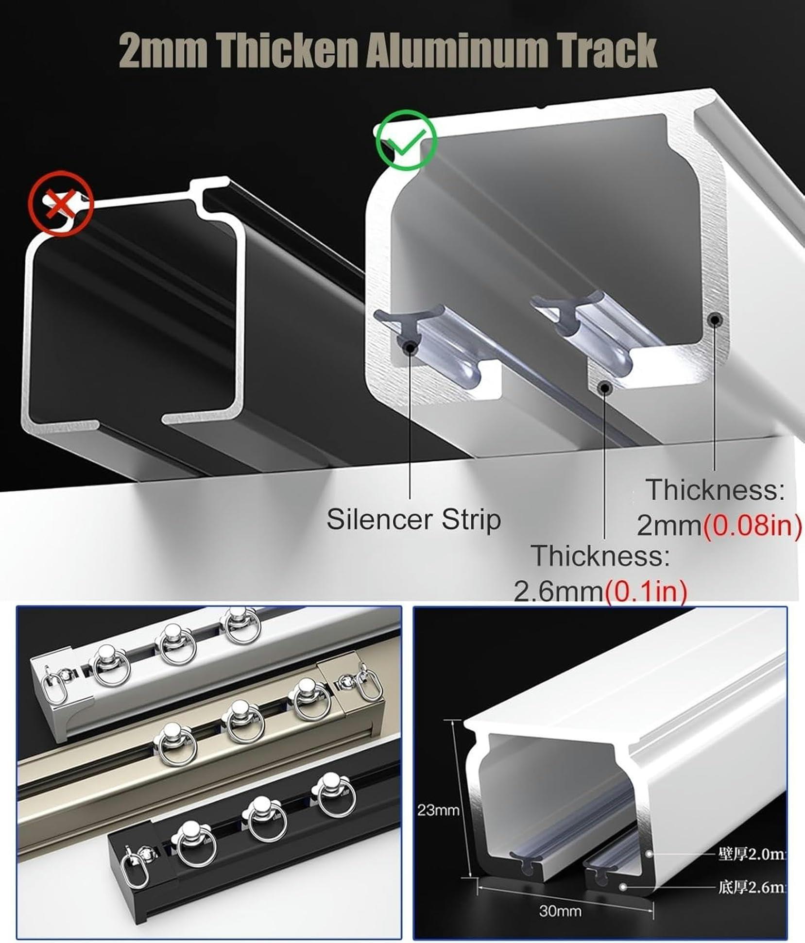 BTURYT BTURYT Heavy Duty Curtain Track Ceiling Mount for Heavy Curtains, Home Commercial Extra Long Straight Curtain Rail Room Divider, 2mm Thick Curtain Rod for Living Room Bedroom Study~/