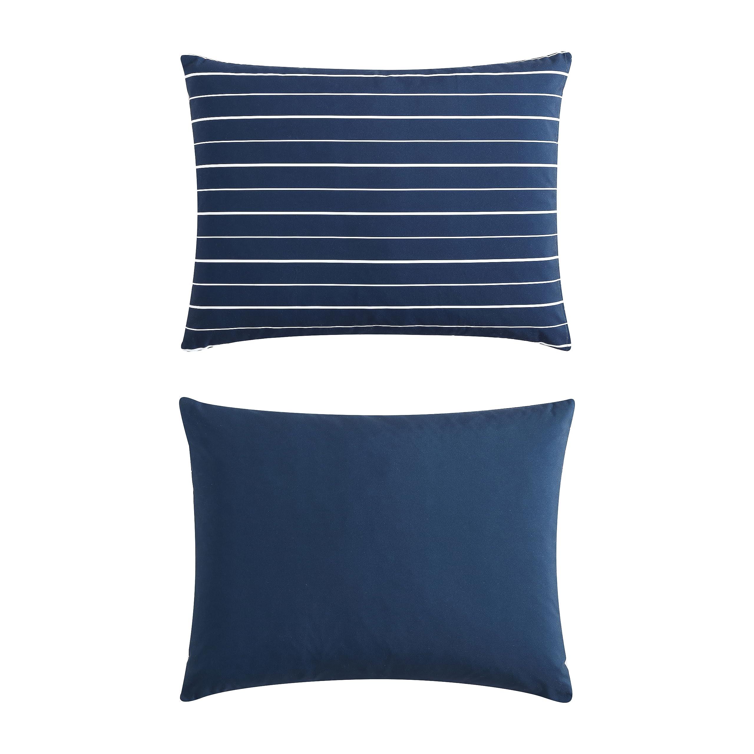 Nautica Nautica - Queen Duvet Cover Set, Soft Reversible Microfiber Bedding with Matching Shams, Solid Home Decor for All Seasons (Longdale Navy, Queen)