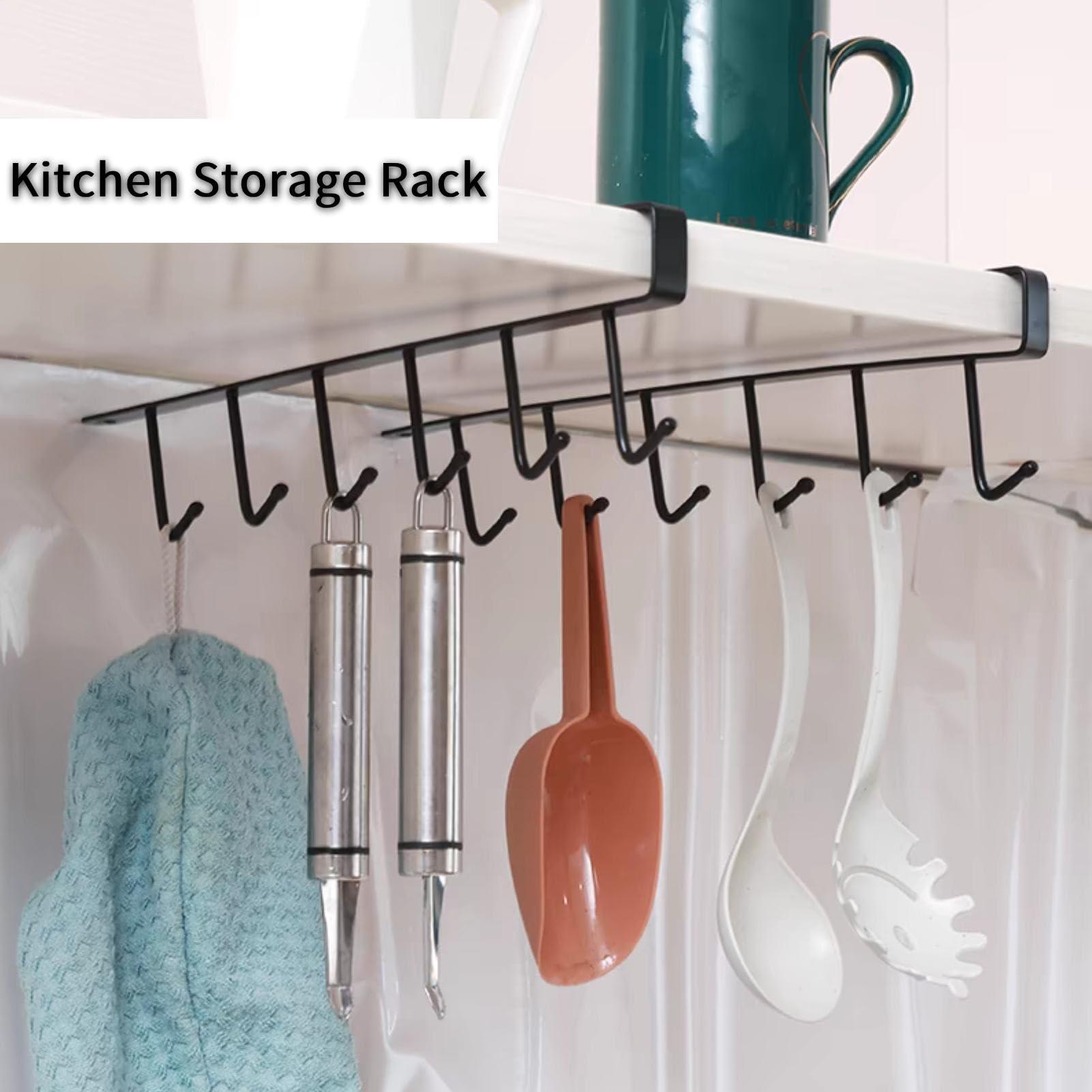 Jwthee Cup Holder Hanger Under Cabinet, Mug Hooks Under Cabinet Mug Hangers Under Shelf Mug Holder Under Cabinet Cup Hooks for Hanging Under Shelf Hooks Coffee Cup Holder Mug Organizer for Kitchen Cabinets