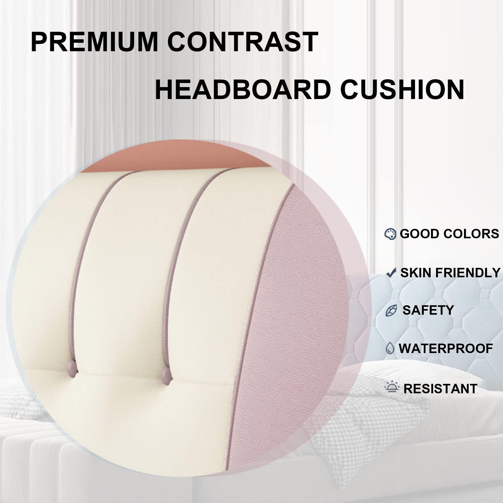 Generic Headboard Wedge Pillow Rectangle Bolster Pillows for Daybed Bunk Bed Cushion Large Support Backrest Bed Rest Reading Pillow Lumbar Positioning Upholstered,C,No headboard 59\"/150cm