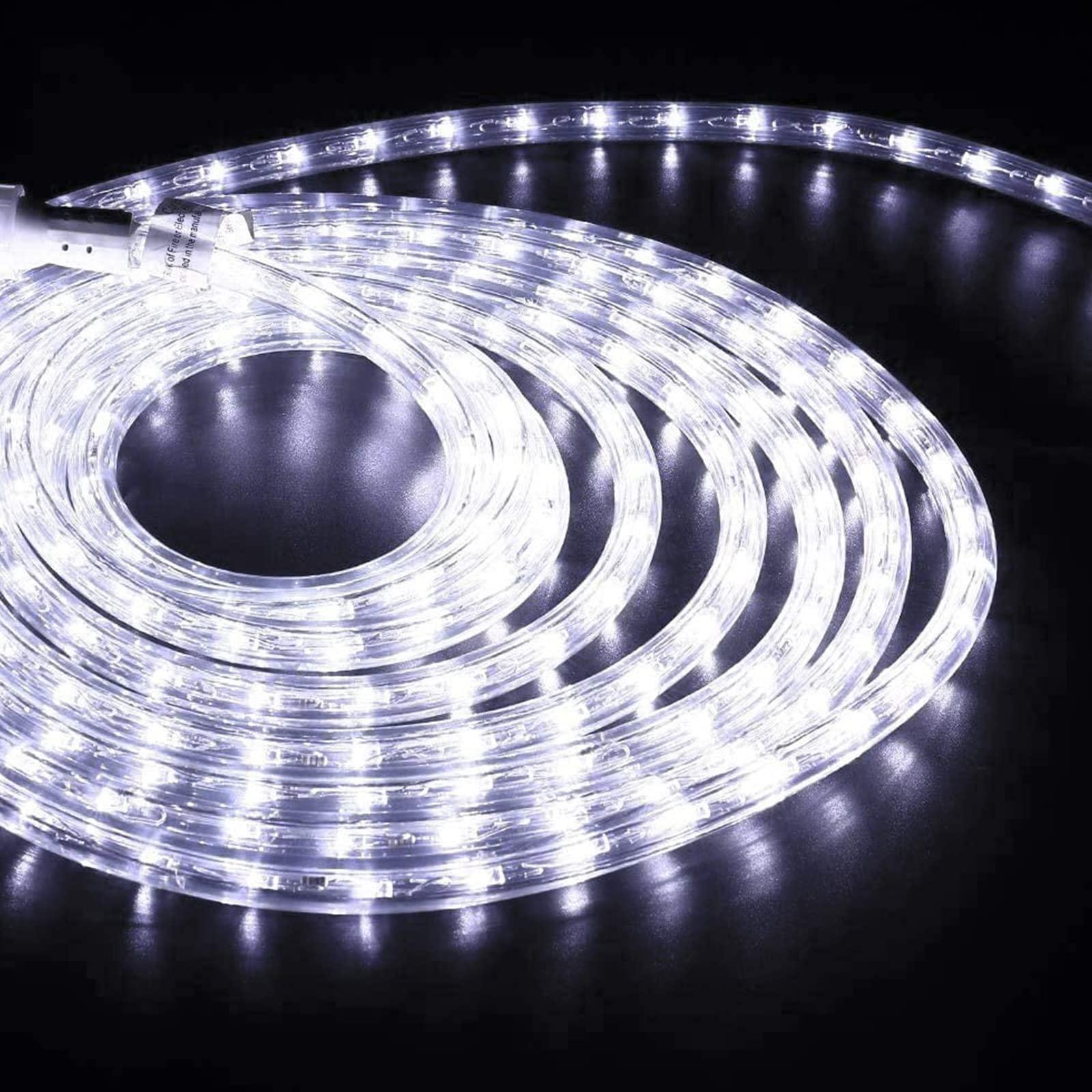 Jnaurb 50ft 360 LED Rope Lights Outdoor, Connectable and Flexible Tube Lights with 8 Modes, Waterproof Indoor Outdoor LED Rope Lighting for Deck, Garden, Pool, Patio, Indoor Outdoor Decorations (White)