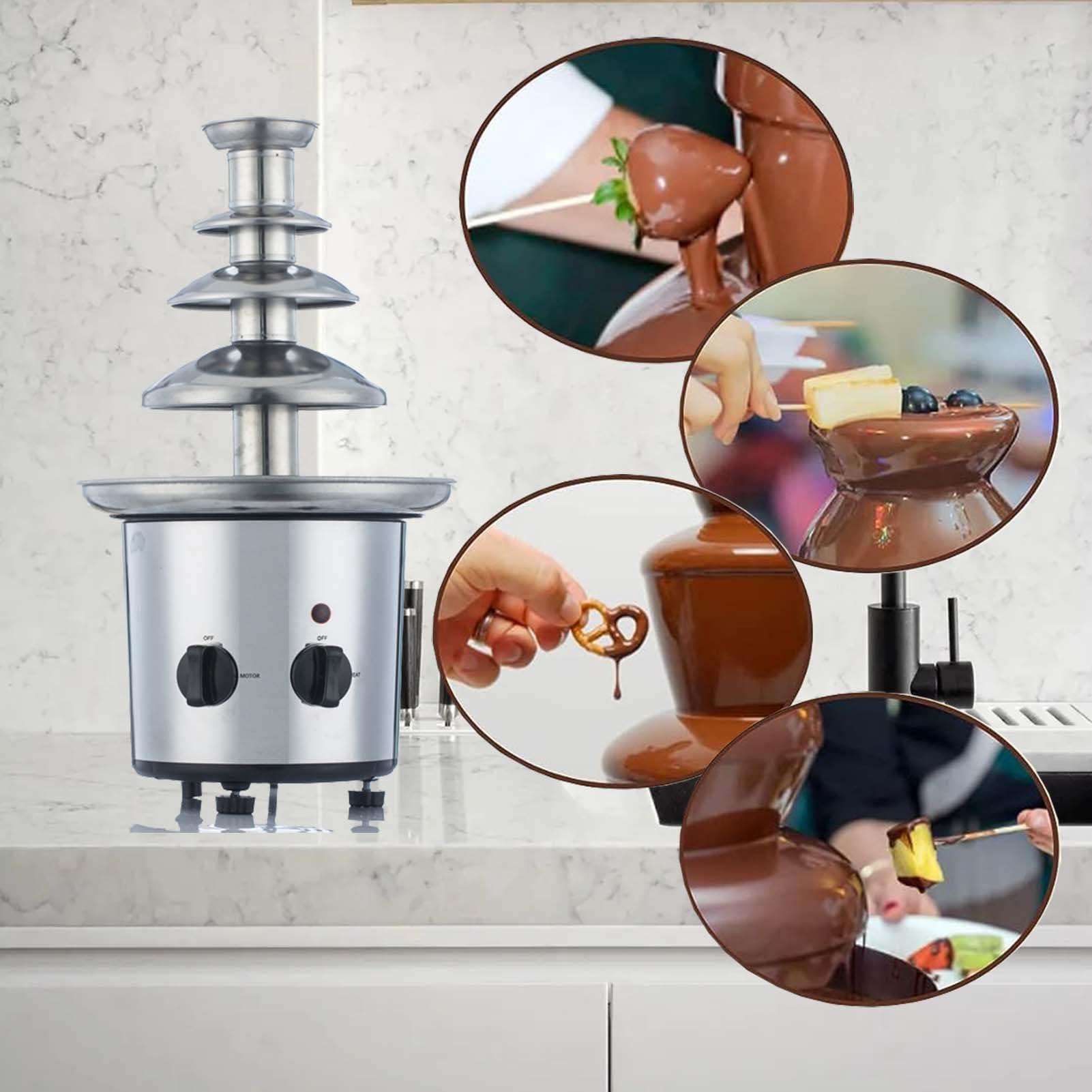 YSUEFIJO YSUEFIJO Mini Chocolate Fondue Fountain, Hot Chocolate Fondue Tower, Stainless Steel Cascading Fondue, Electric Melting Warming Machine, Whisper Quiet Motor, for Birthday Party, Buffet