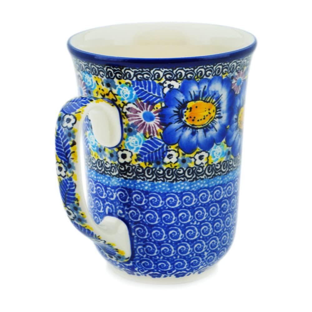 Polmedia Polish Pottery Polish Pottery Bistro Mug made by Ceramika Artystyczna (Joyful Meadow Theme) Signature UNIKAT + Certificate of Authenticity