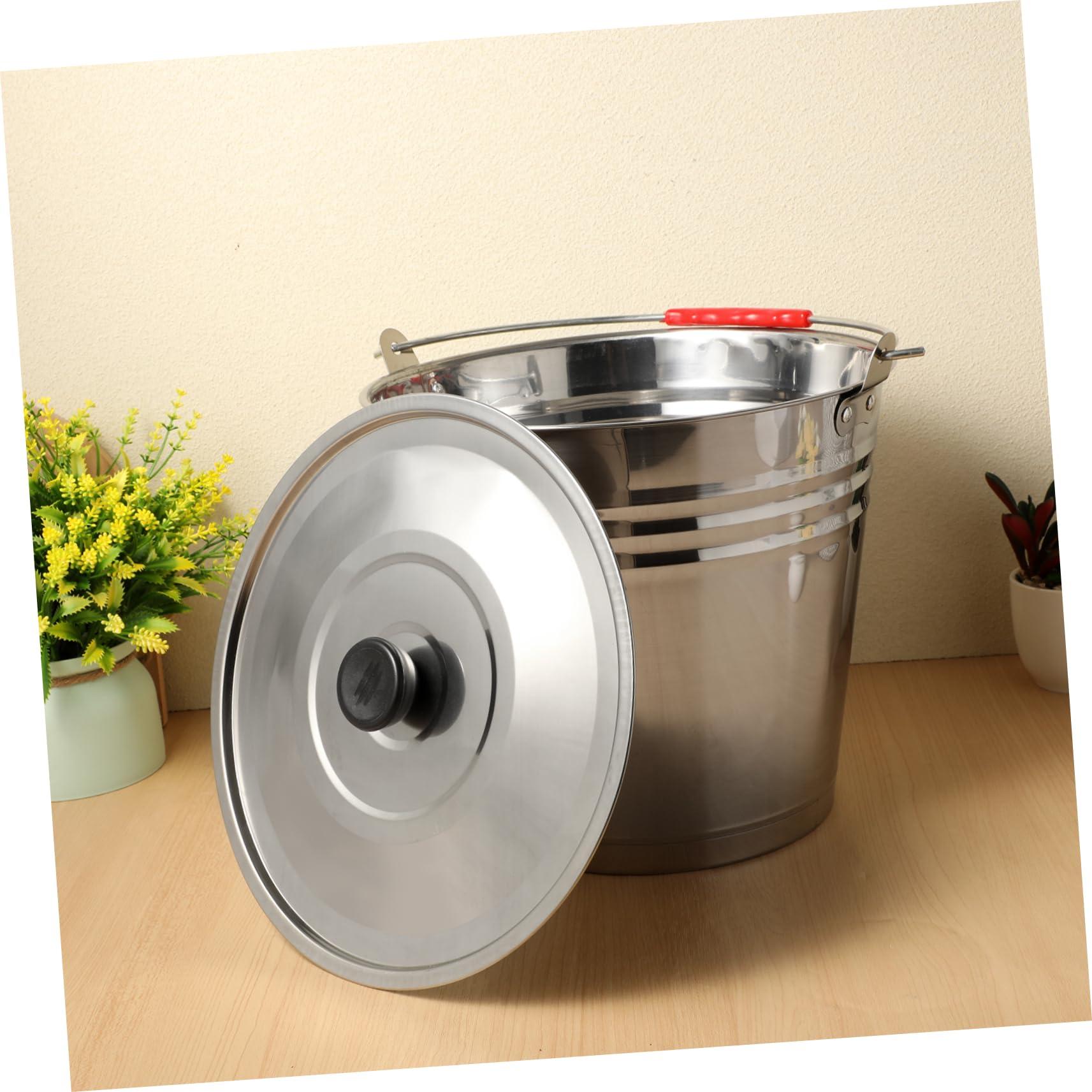 Cabilock Cabilock Ash Bucket with Lid Stainless Steel Fire Pit Ash Pail Large Capacity Outdoor Coal Bucket for BBQ