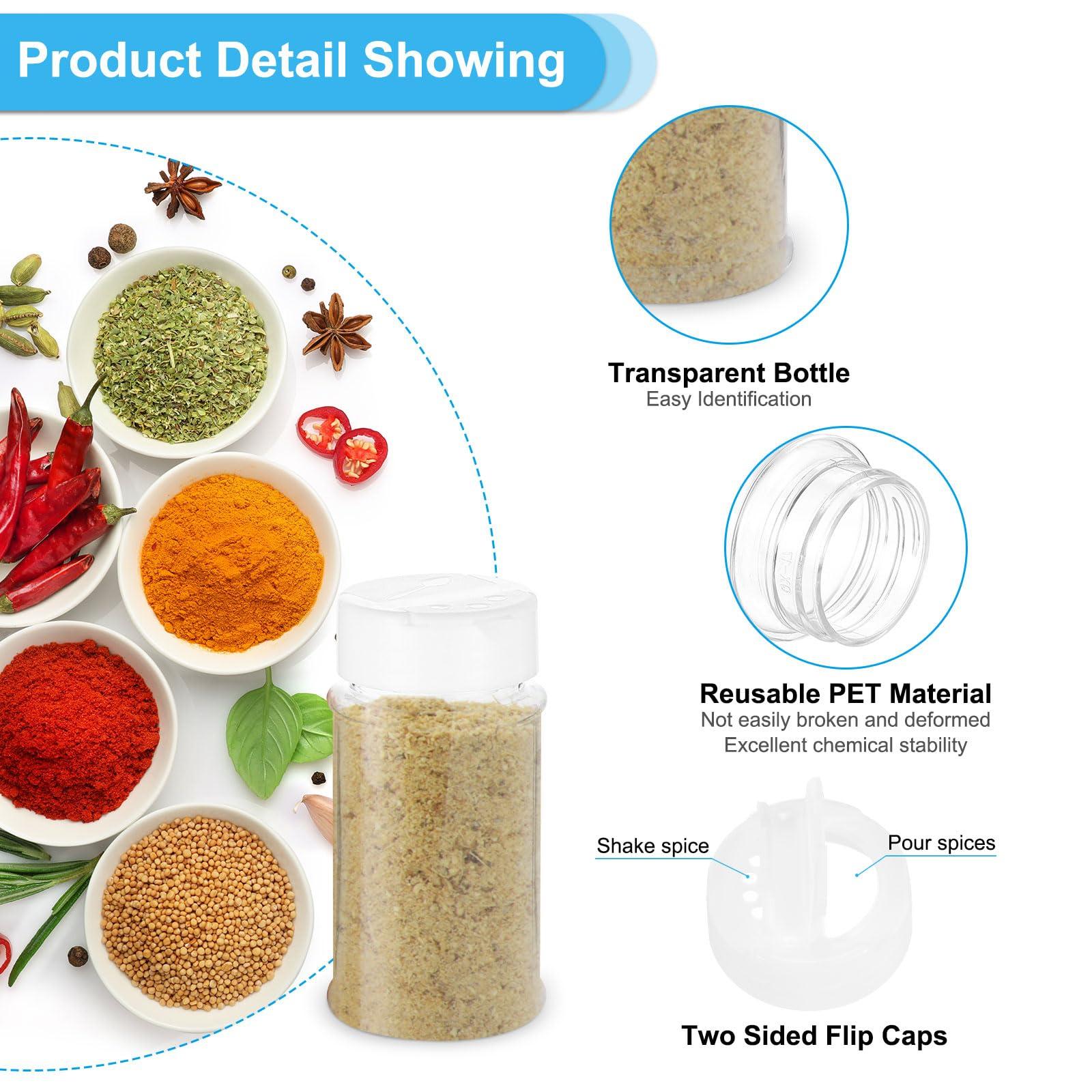 PATIKIL PATIKIL 2.7oz Plastic Spice Jars with Shaker Lids, 16 Pcs Refillable Empty Seasoning Containers Bottle with White Cap for Storing Spice Salt Herbs Seasoning Powders Condiment, Clear