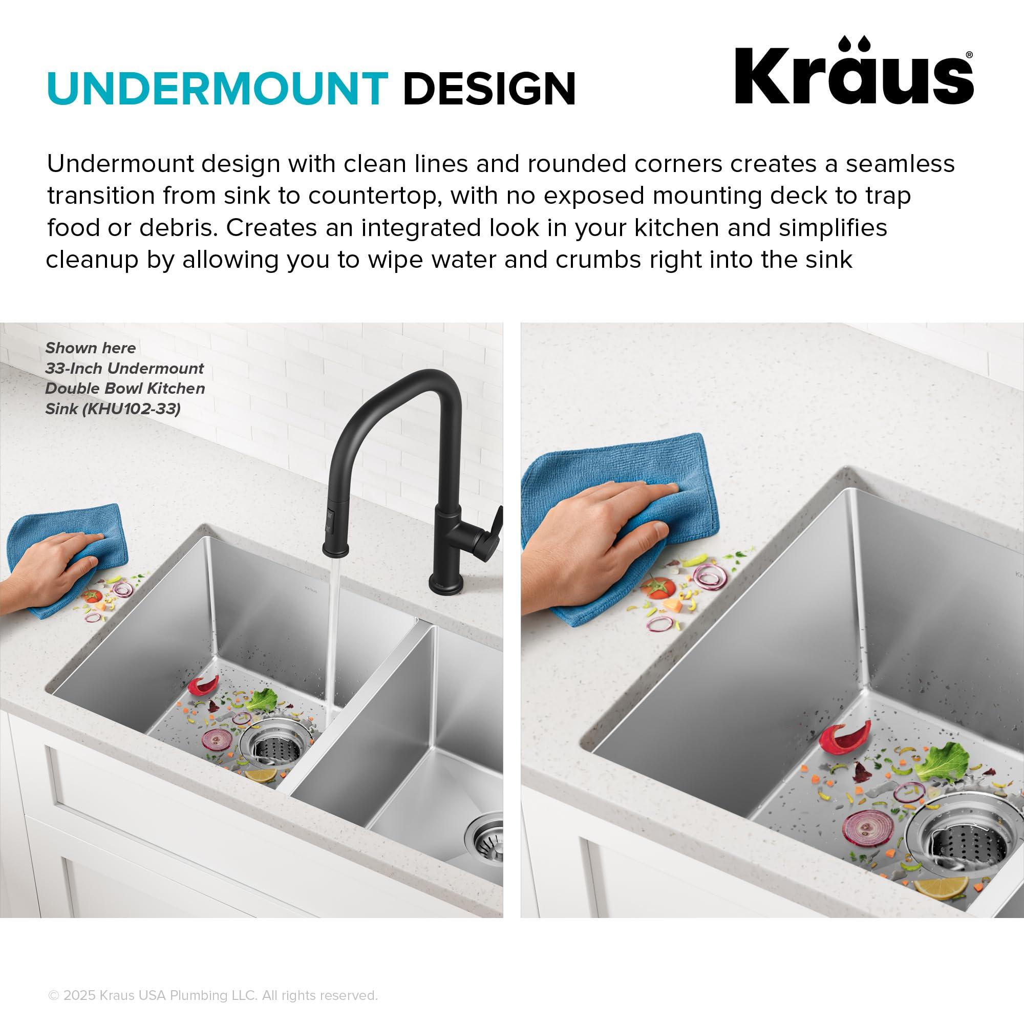 Kraus Kraus KHU100-32 Standart PRO 16 Gauge Undermount Single Bowl Stainless Steel Kitchen Sink, 32 Inch