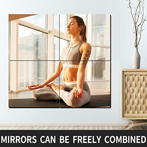SHATTER MIRROS Unbreakable Acrylic Mirror Non-Glass shatterproof Mirror Full Length Wall Gym for Home Mirror Frameless Home Fitness Mirrors (4pcs,12 in x12 in ), Silver