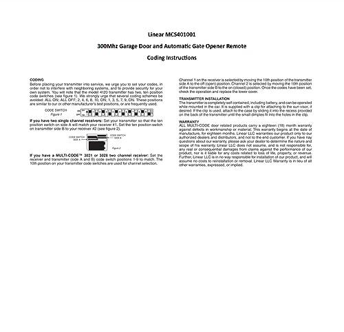 Linear Linear MCS412001 Multi-Code 2-Channel Visor Transmitter, Original Version,Soft Gray