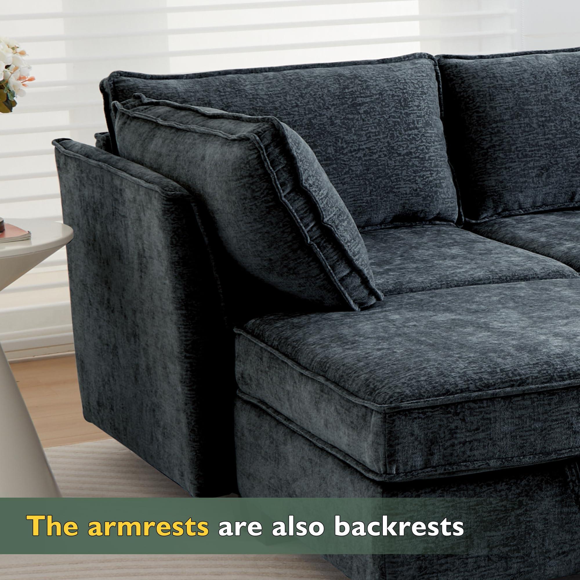 YMXLTD YMXLTD Sectional Couch with Storage, Modular Sectional Sleeper Sofa Cama Moderno Sets for Home Living Room, Lounge Sofa Couch Sectional Convertible for Bedroom, Office - Cloud Couch/Navy Blue Couch