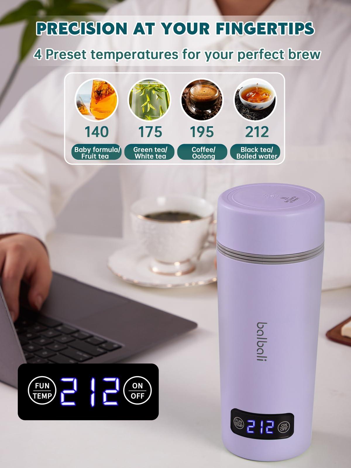 balbali balbali Travel Kettle Dual Voltage 100-250V and 12oz Portable Electric Kettle Bundle Purple