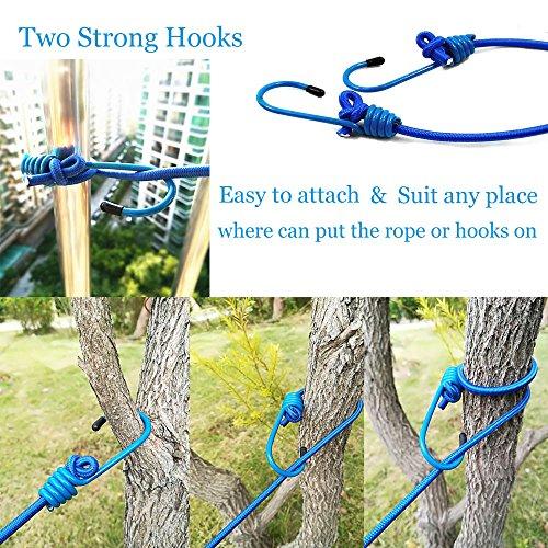 Starly Life Adjustable Elastic Clothesline with Clips and Positioning Balls Portable Retractable Windproof Laundry Hanging Rope Anti-Skid Washing Line with Drawstring Bag (Light Blue)