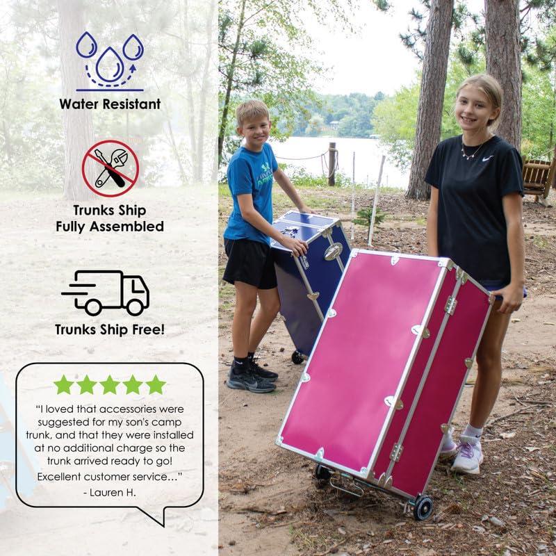 C&N Footlockers C&N Footlockers - XL Graduate Storage Trunk - Made in the USA - STEEL Footlocker for College Dorm Room & Summer Camp - 32 x 18 x 18.5 Inches (Mint)