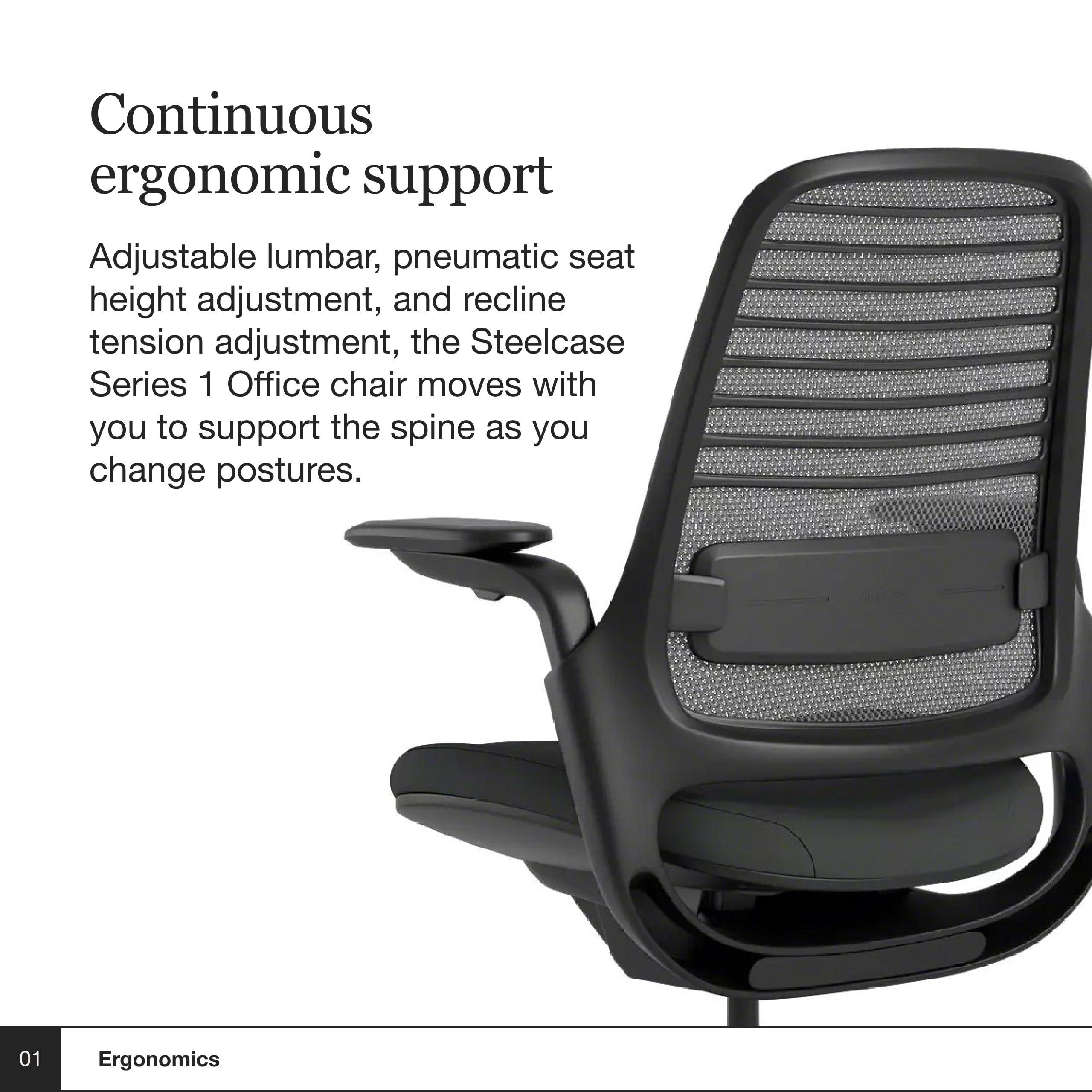 Steelcase Steelcase Series 1 Office Chair - Ergonomic Work Chair with Wheels for Carpet - Helps Support Productivity - Weight-Activated Controls, Back Supports & Arm Support - Easy Assembly - Graphite