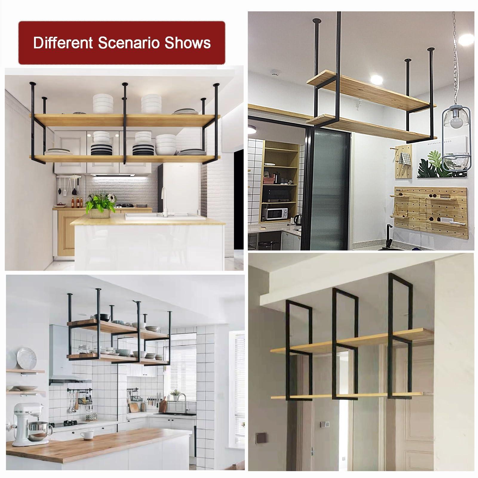 Junvstor Hanging Pot Rack - Wall Mounted Pot Pan Shelf for Kitchen Storage & Organization 2-Tier Wine Glass Bottle Holder Wall Mount Shelving Ceiling Display Storage Shelves for Bar ( Size : 80x30x80cm )