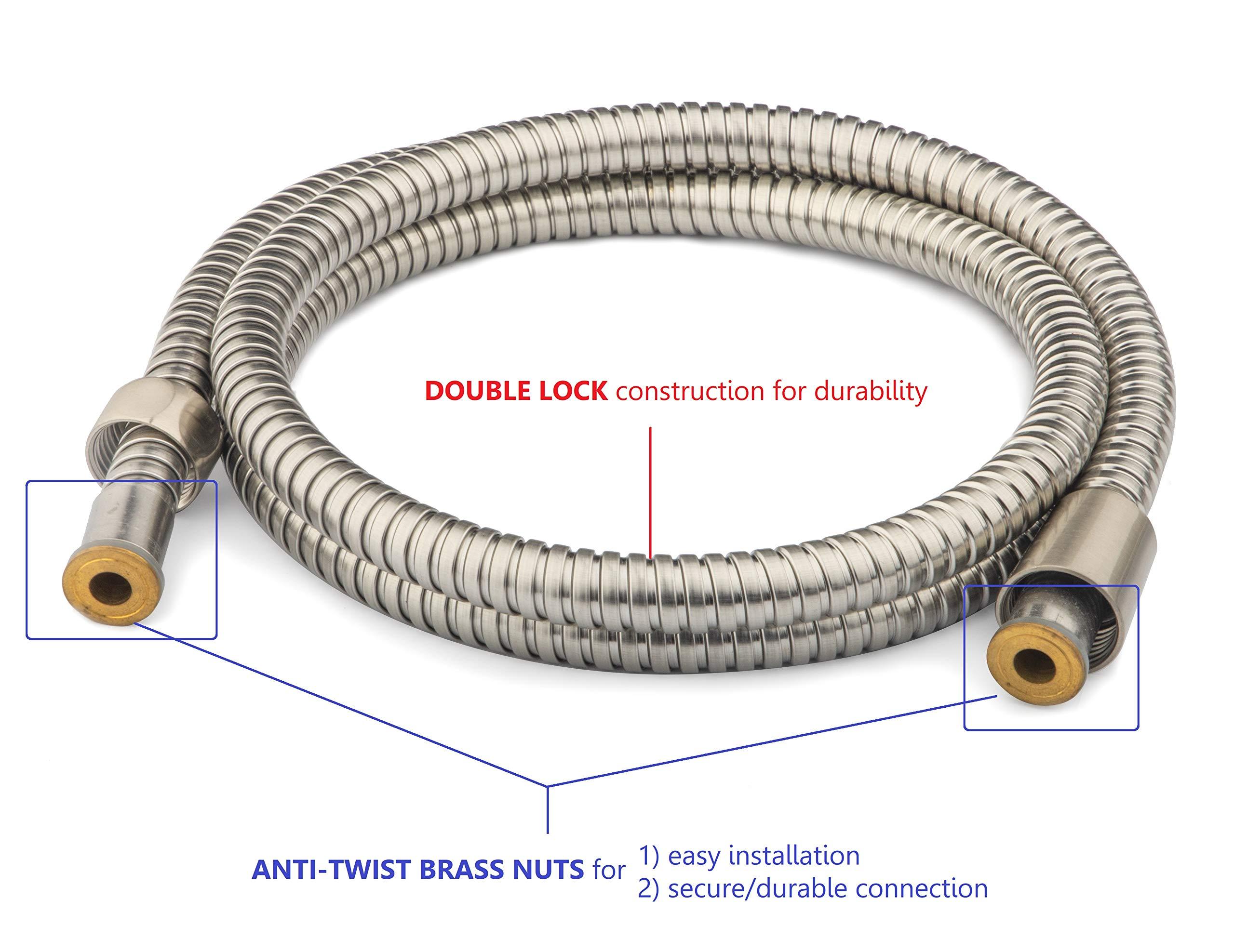 Ana Bath Ana Bath 5-Inch Anti-Clog High Pressure LARGE Dual Shower Head with Handheld Spray - 5 Unique Spray Modes/BRASS CONNECTOR/5 Ft Stainless Steel Hose/Spot Resist Brushed Nickel