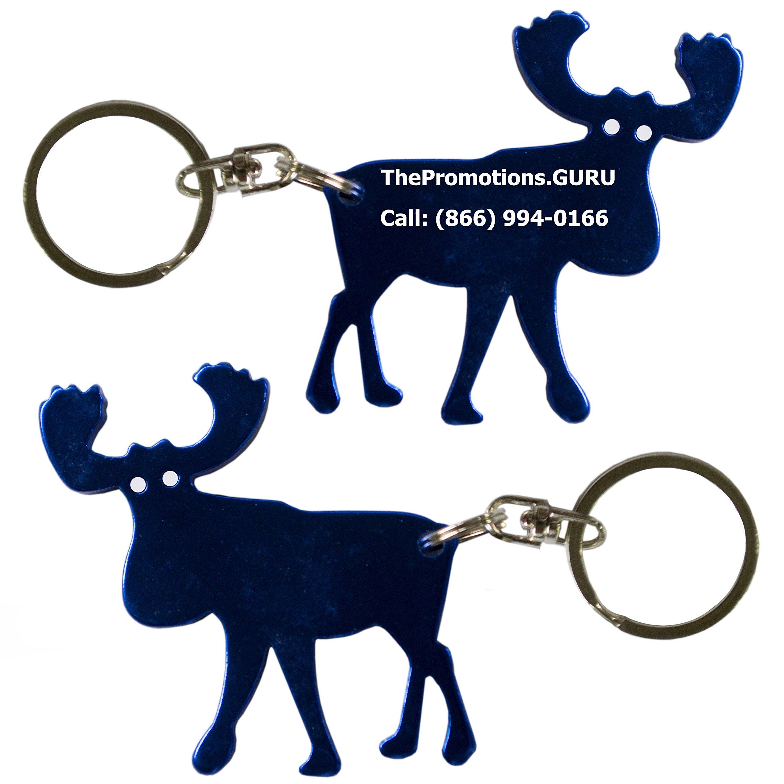 Goods For Giving Custom Blue MOOSE Keychain Bottle Opener - Black Blue Green Purple or Red - 1-100 Packs