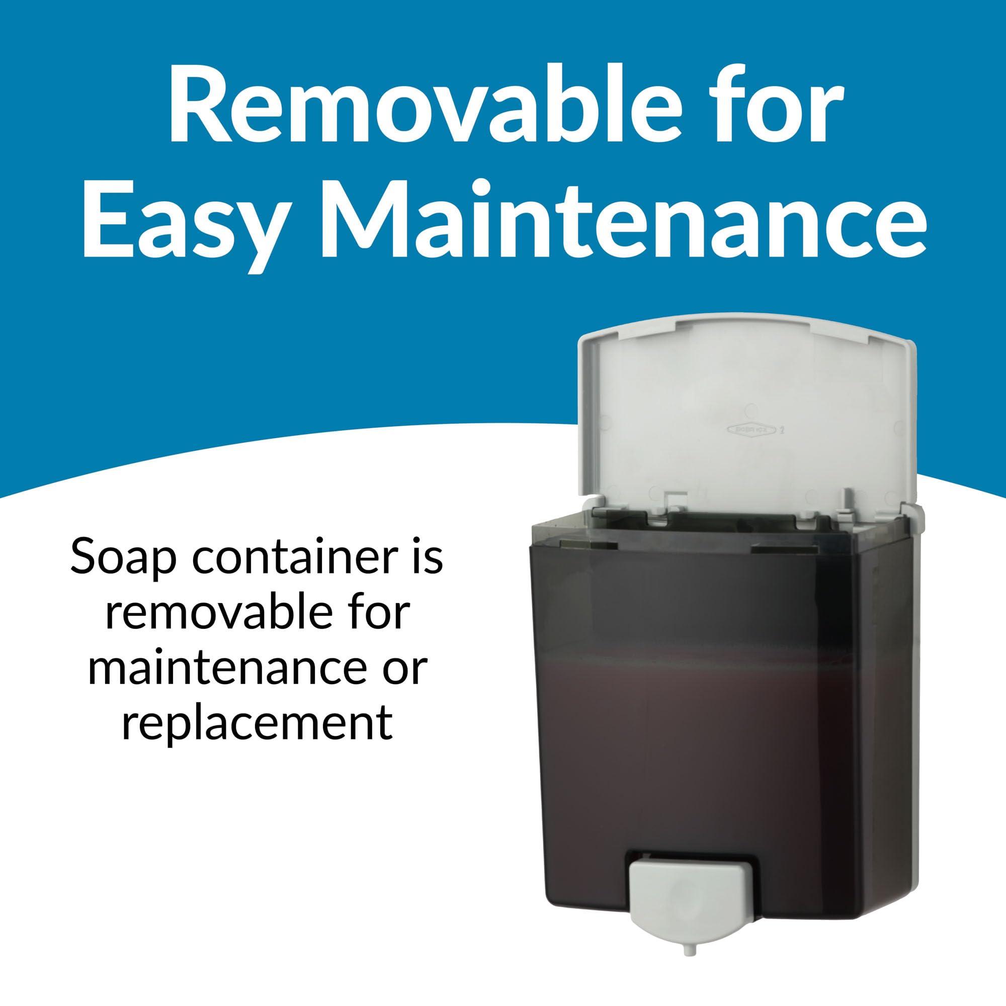 Bobrick Bobrick Surface-Mounted Soap Dispenser - Manual Wall-Mounted 40 fl oz Capacity Top Fill, ADA Compliant, Vandal-Resistant, Visible Soap Level, All-Purpose Liquid Soap Dispenser for Commercial Bathrooms (Model B-40)