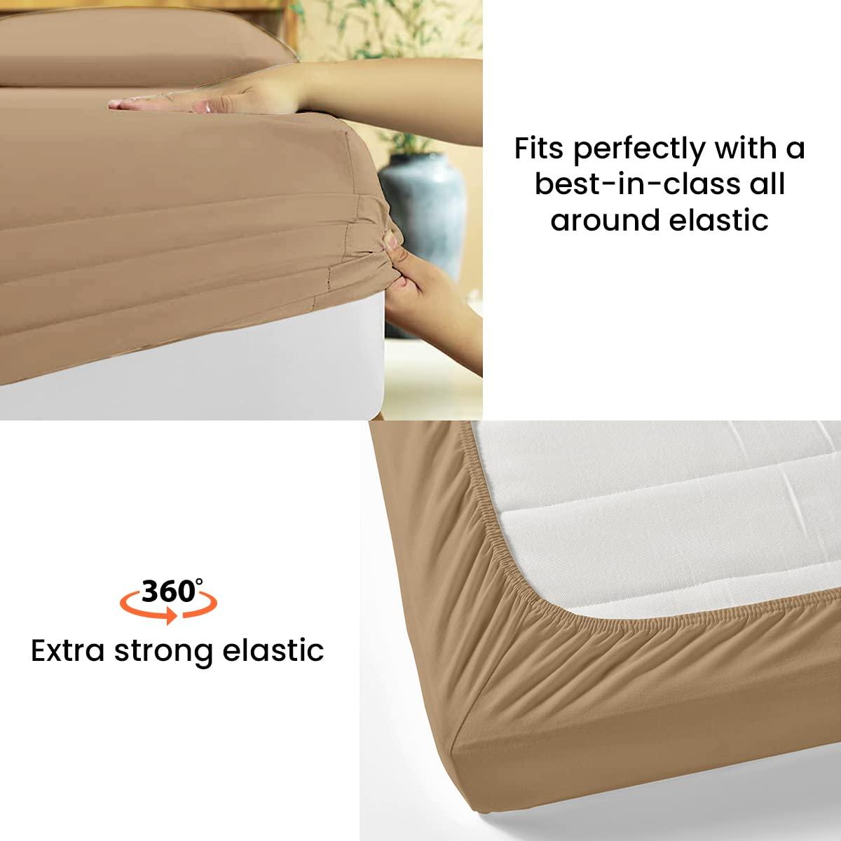 Egyptian Cotton Collection 100% Egyptian Cotton Sheets Cal-King Size - 4-PCs Cal-King Size Bed Sheets Set | 550-TC Egyptian Cotton Sheets | Luxury Sheets Cal-King Size, Fits (10-12\" Deep Pocket), Cal-King Sheet Set, Taupe