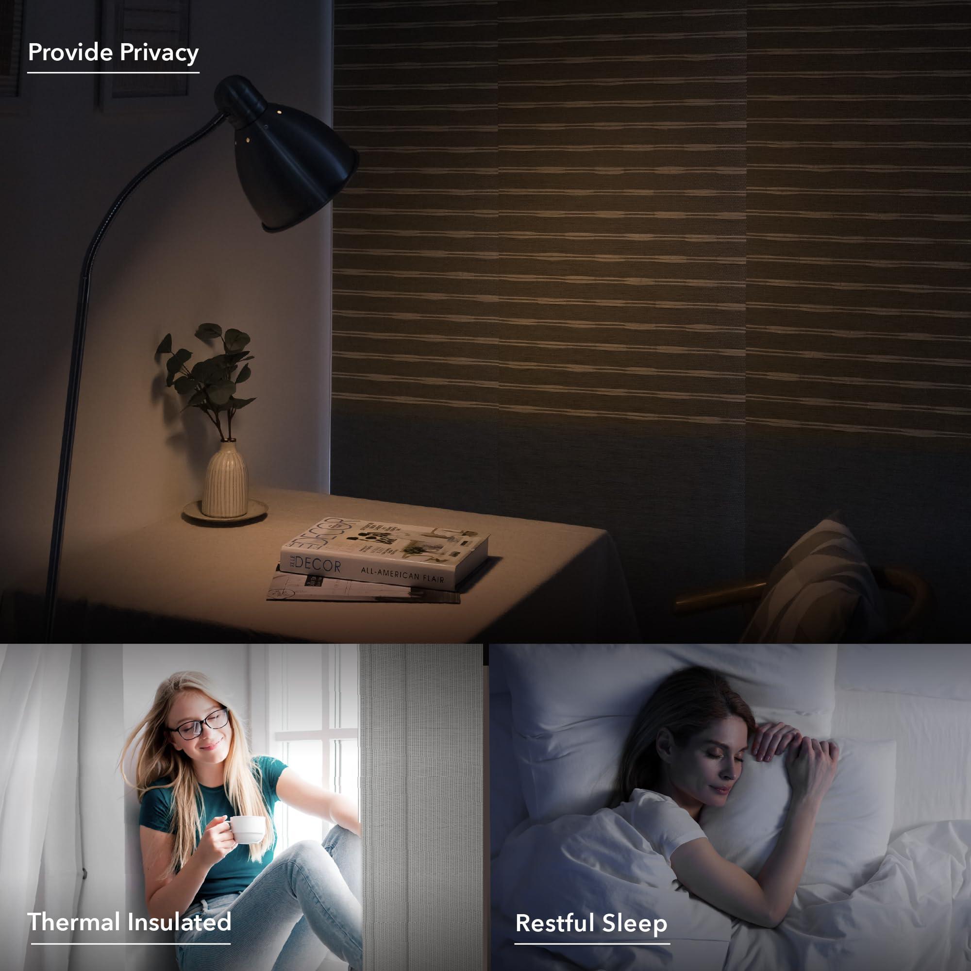 GoDear Design GoDear Design 99.99% Blackout Adjustable Sliding Vertical Blinds 45.8"- 86" W x 96" H, Extendable Window Blinds for Sliding Glass Doors Patio Doors, Trimmable Panel Curtains, Denim Stitch