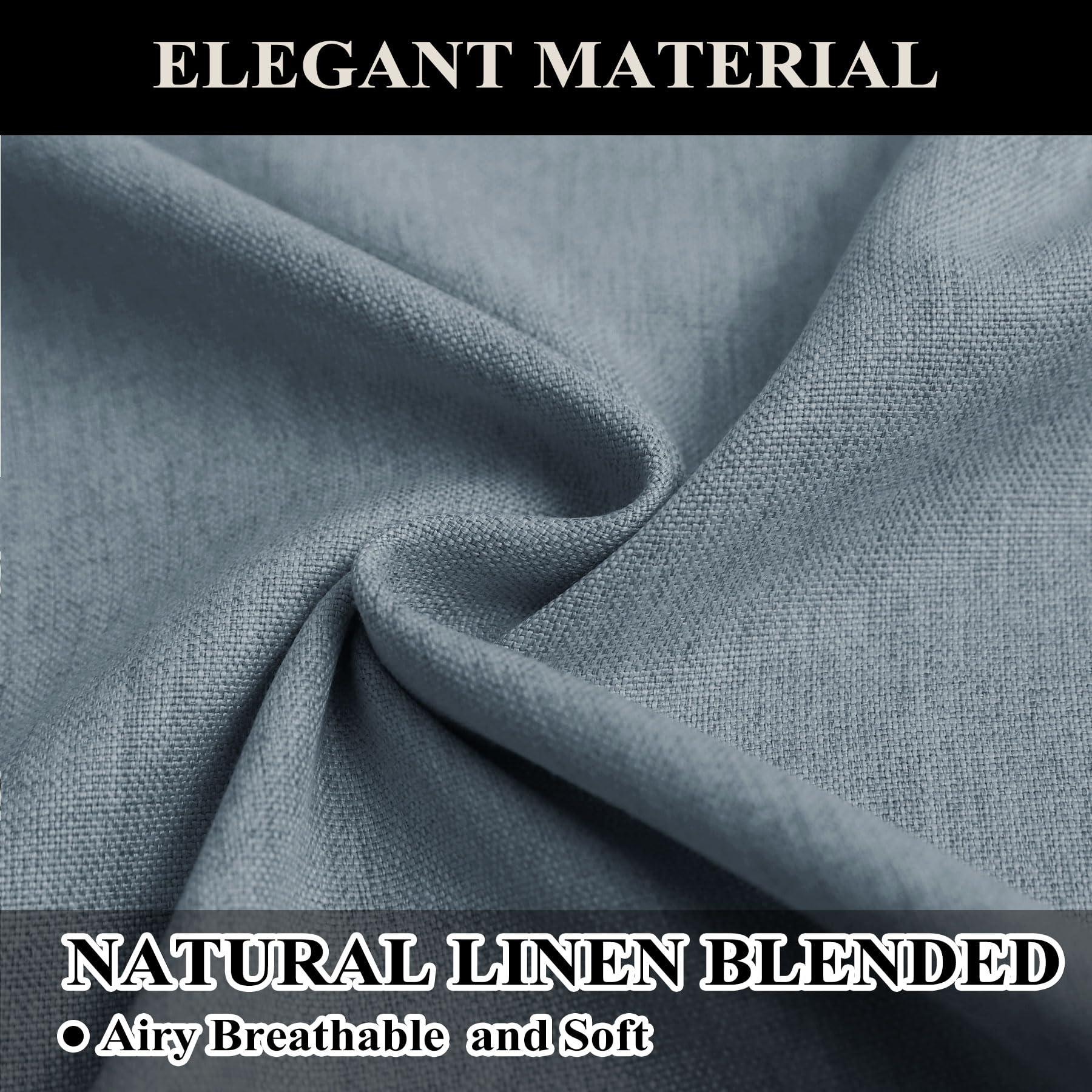 Fcosie Fcoise Pinch Pleat Curtains for Traverse Rod, 192 Inches Extra Long Drapes, Linen Look Blackout Curtains, Tall Ceiling to Floor Curtains, Extra Tall Curtains 16ft, Grey Blue (50" W x 192" L, 2 PCS)