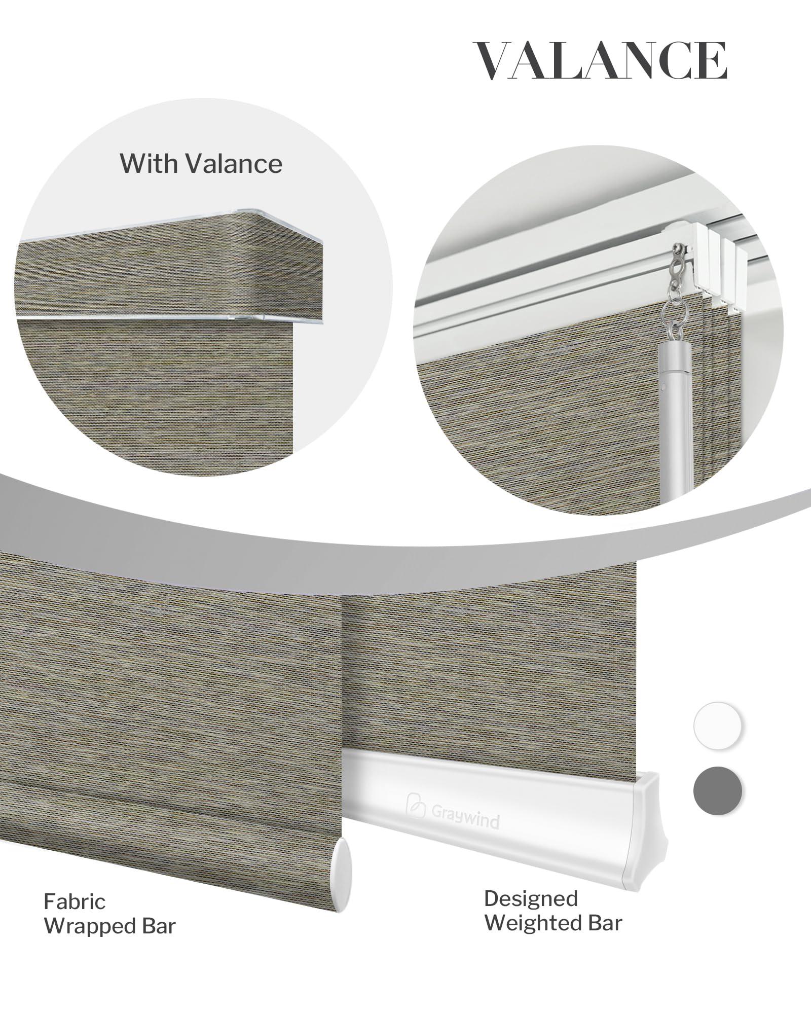 Graywind Graywind Manual Sliding Panels Natural Woven Panel Track Blinds Wand Control Window Blinds for Patio Sliding Glass Door Large Windows Width Up to 153", Custom Size (Terrazzo)