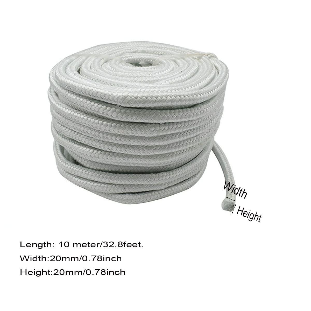 FANGHUOCL FANGHUOTC Ceramic Fiber Square Rope, High Temperature Seal for Stove Boiler Furnace Oven Kiln Door Gasket Length 10M,Diameter 20 mm