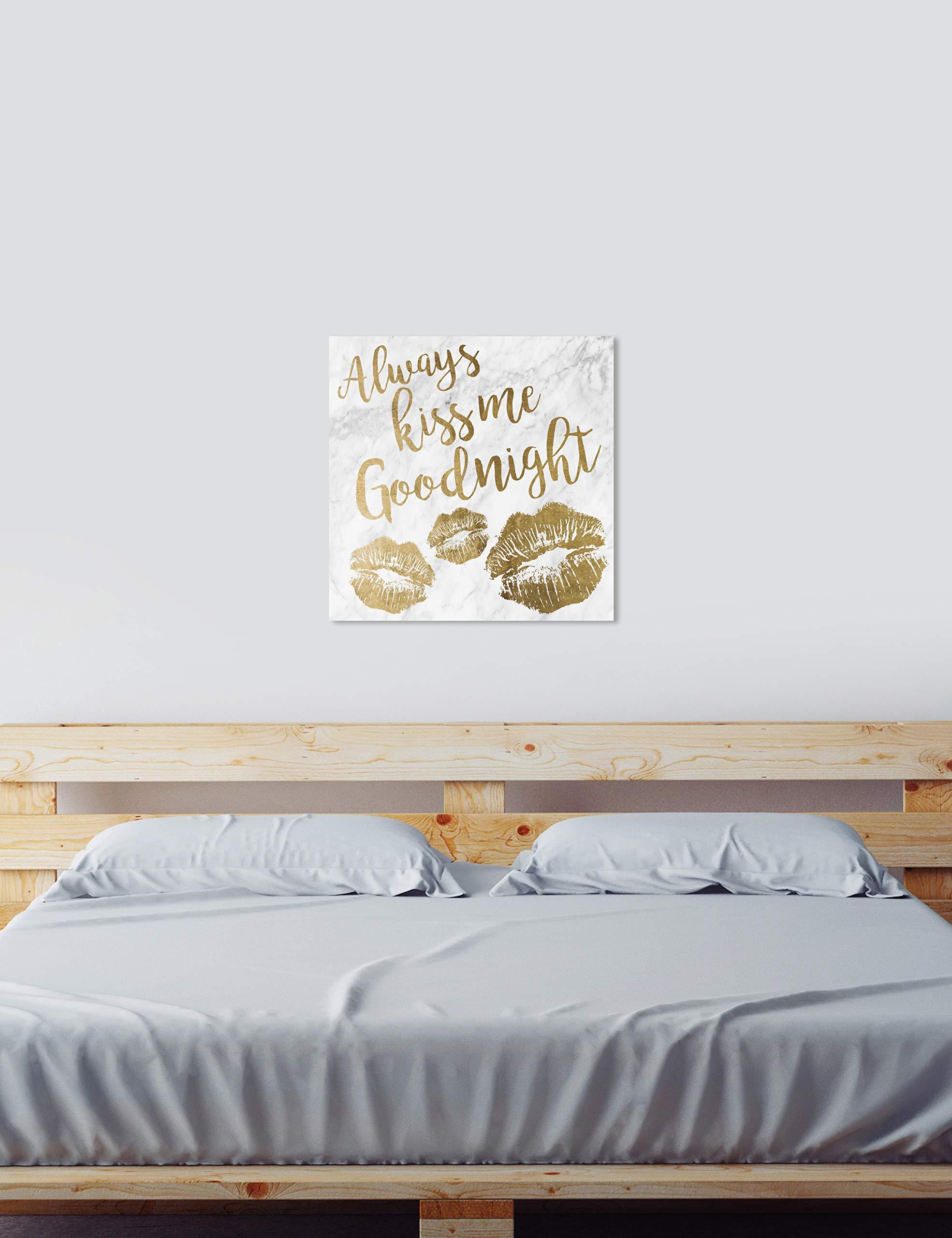 The Oliver Gal Artist Co. The Oliver Gal Artist Co. Fashion and Glam Wall Art Canvas Prints \'Always Kiss Me Goodnight\' Home Dcor, 30\" x 30\", Gold, White