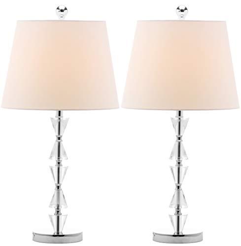 Safavieh SAFAVIEH Lighting Collection Deco Prisms Modern Glam Crystal 21-inch Bedroom Living Room Home Office Desk Nightstand Table Lamp Set of 2 (LED Bulbs Included)