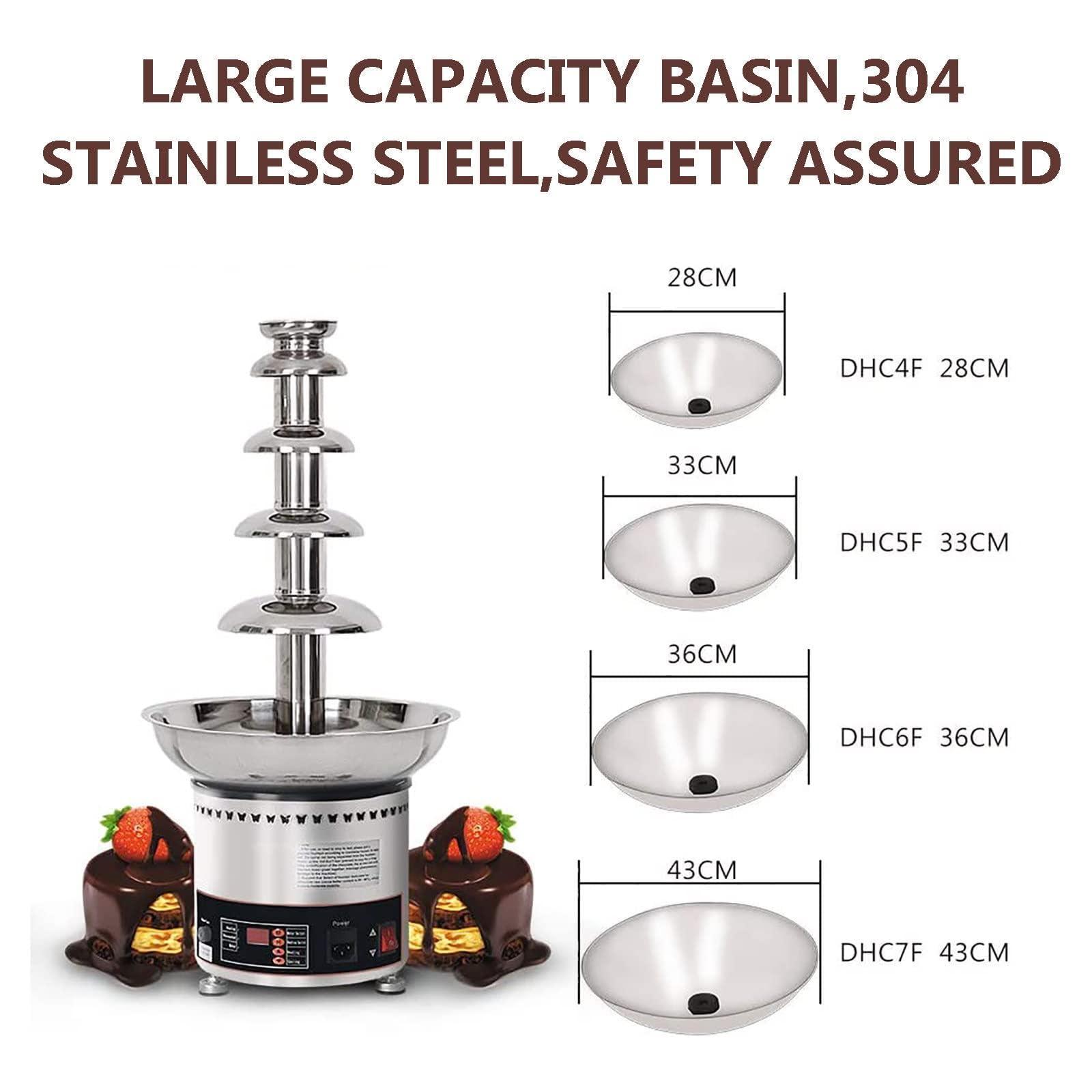 JavoN 5 Tier Stainless Steel Chocolate Fondue Fountain - 4Kg Capacity, Electric Stainless Chocolate Melts, Digital Display Control & Removable, Nuts Or Party, Cooking Household Birthday Christmas