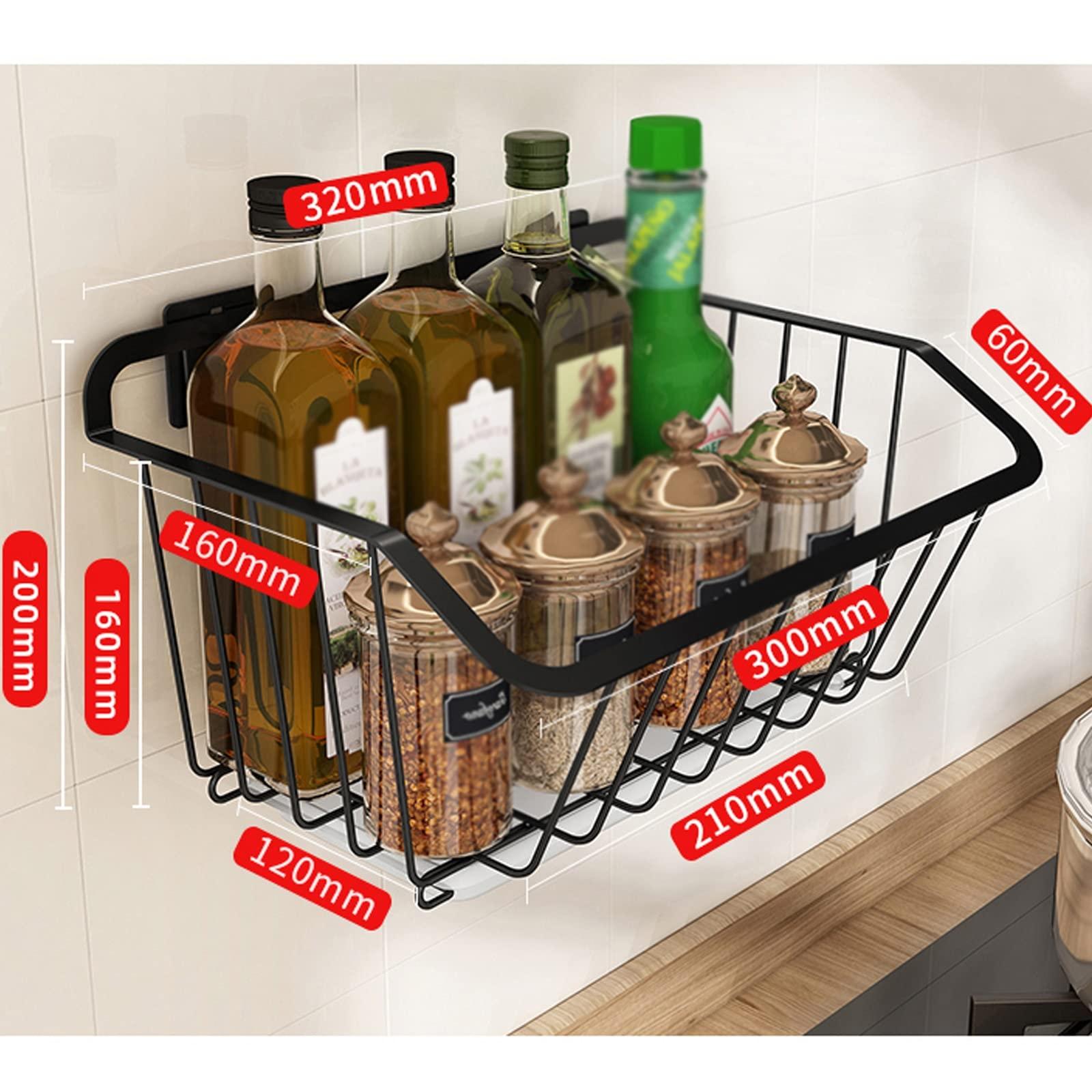 HJXGQJM Fruit Vegetable Storage Basket,wall Mounted Fruit And Vegetable Rack, For Storing Organizing Fruit Vegetables Eggs Snacks Breads, Stainless Steel Fruit And Vegetable Rack, Black fruit and vegetable ra