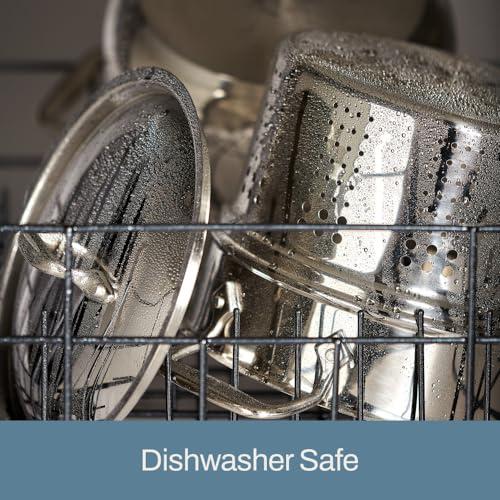 All-Clad All-Clad Specialty Stainless Steel Stockpot, Multi-Pot with Strainer 3 Piece, 6 Quart Induction Oven Broiler Safe 500F Strainer, Pasta Strainer with Handle, Pots and Pans Silver