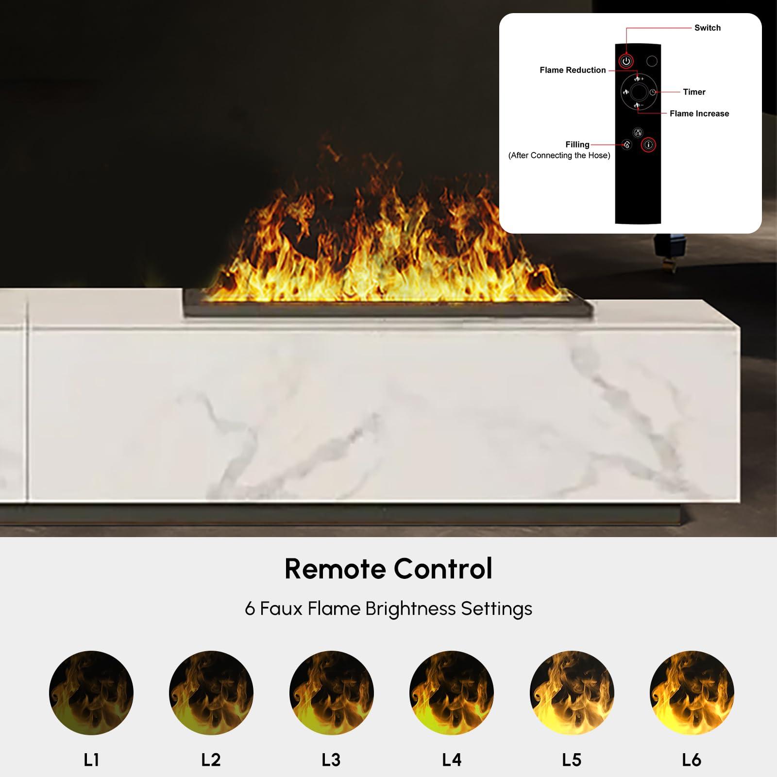 homary Homary Electric Fireplace TV Stand 78.7\" Faux Marble Entertainment Center with Humidifier Media TV Console with Remote Control for TVs Up to 75\" (White)