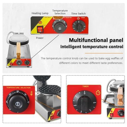 YQDDM Single Bubble Waffle Maker Commercial Waffle Maker Non-stick Hong Kong Egg Waffle Maker 180 Rotatable, Electric Non Stick Appliance for Ice Cream Treat Desserts