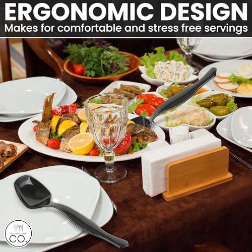 C&S Event Supply Co. 8.5\" Black Plastic Serving Spoons for Buffet, Bulk 12 Count, Heavy Duty Disposable Spoon, Large Plastic Serving Utensils for your Catering Supplies, Events, Party, and Weddings by C&S Event Supply Co.