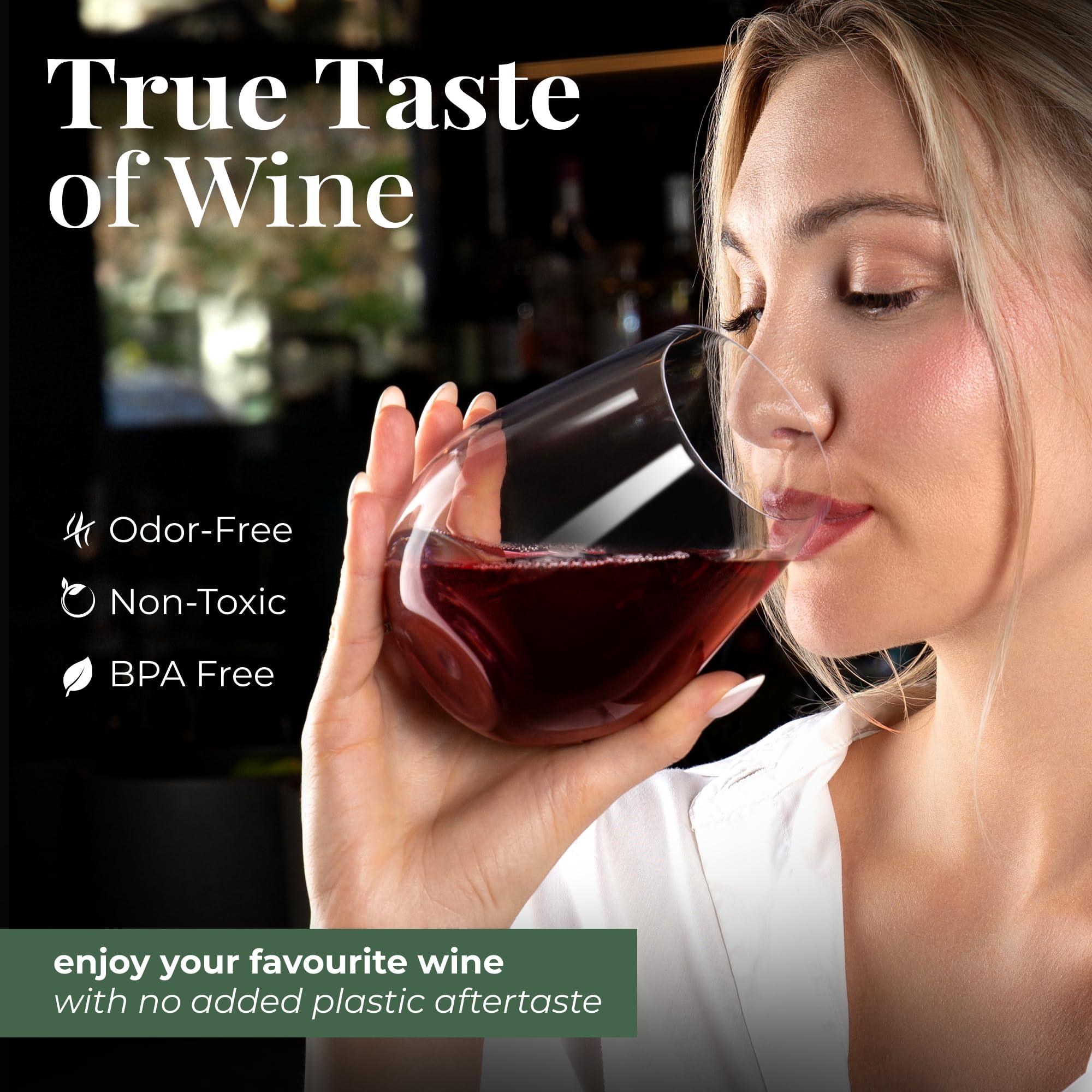 Vivocci Vivocci Unbreakable Plastic Stemless Wine Glasses 20 oz | 100% Tritan Heavy Base | Shatterproof Glassware | Ideal For Cocktails & Scotch | Perfect For Homes & Bars | Dishwasher Safe | Set of 2