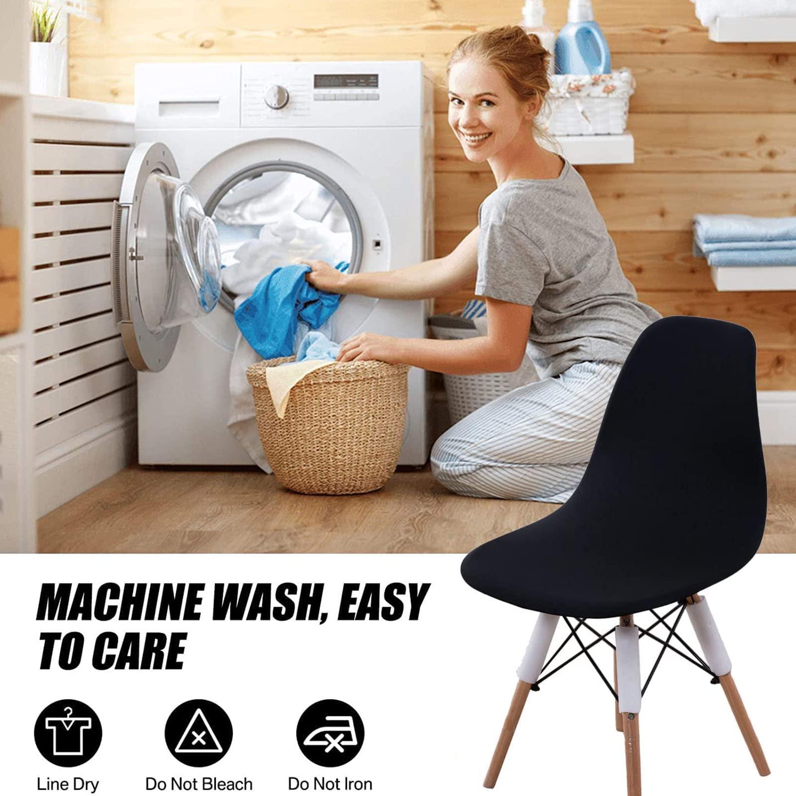 LOVEHOUGE Velvet Shell Chair Cover, Mid Century Modern Style Dining Chair Slipcover, Lounge Armless Chair Protector, for Home Kitchen Living Room Side Chairs,H,4pack