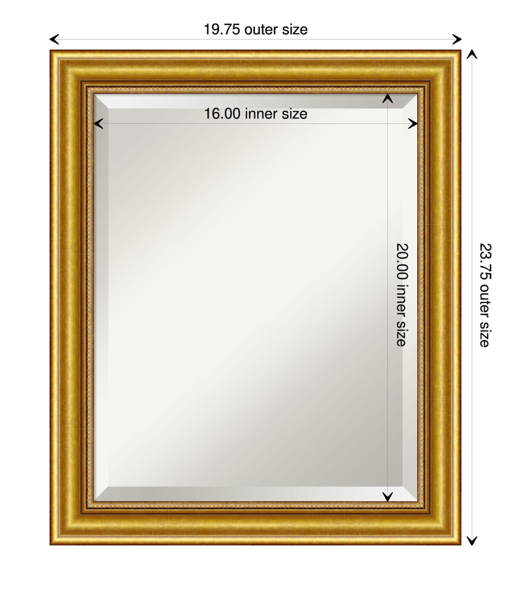 Amanti Art Amanti Art Gold Wall Mirror 24x20 Townhouse Gold Rectangle Bathroom Mirror for Wall Decor Living Room, Small Traditional Wood Frame, Hangs Horizonally and Vertically, Bathroom Decor, Beveled Edge