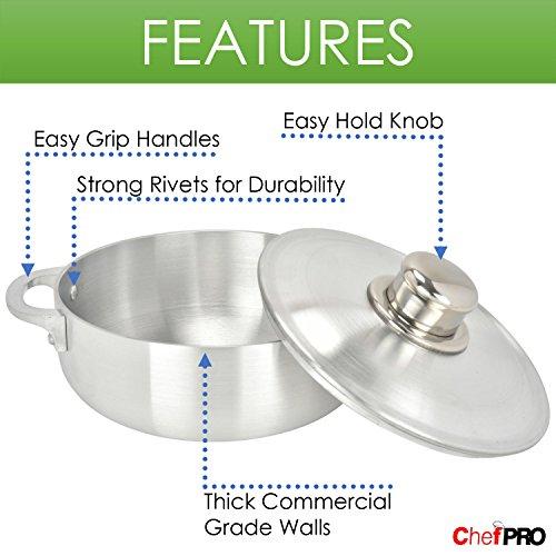 Prochef ALUMINUM CALDERO STOCK POT by Chef Pro, Durable Aluminum, Superior Cooking Performance for Even Heat Distribution, Perfect For Large/Small Groups, Riveted Handles, Commercial Grade, 28.4 Quart