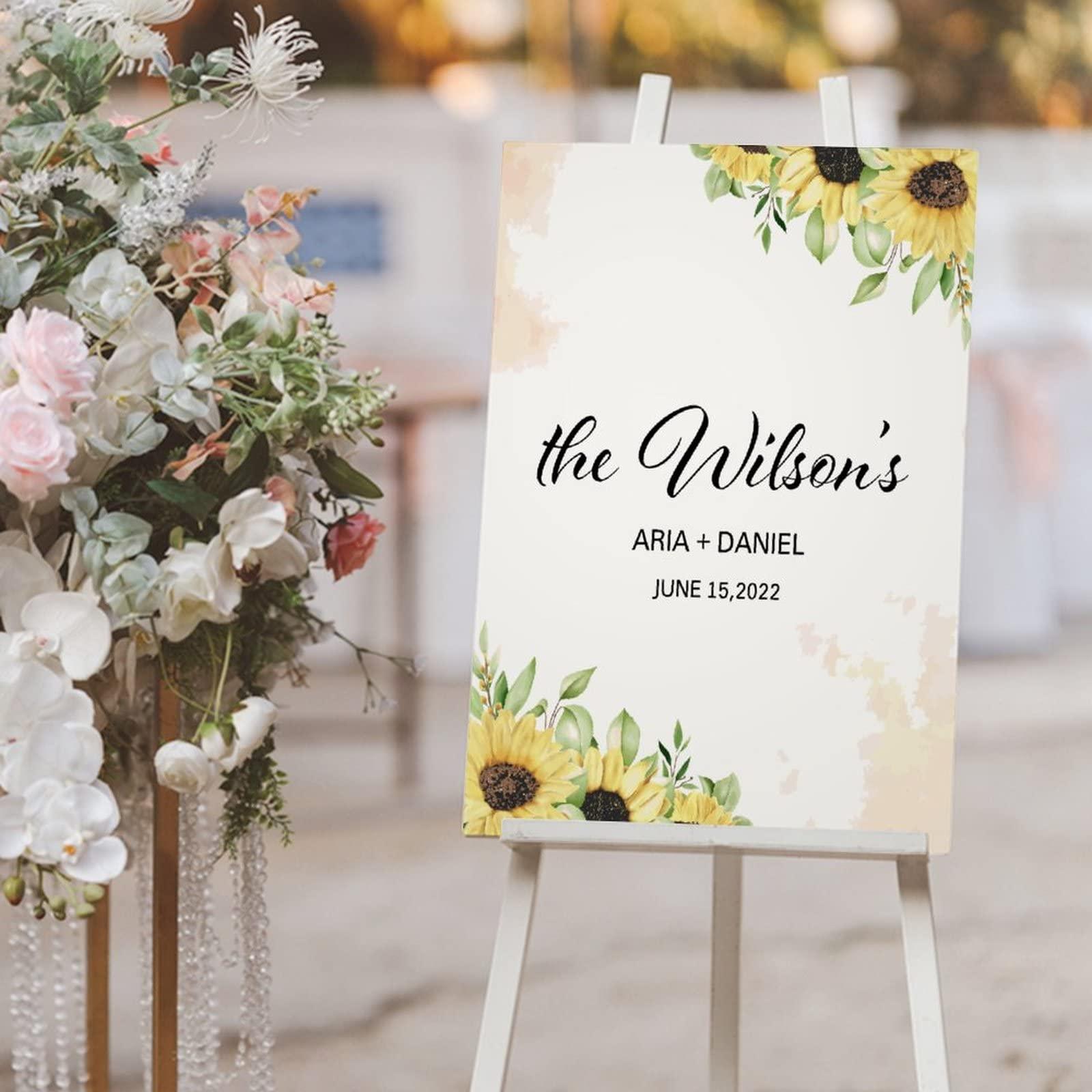 SILYHEART Welcome Wedding Sign, Personalized Welcome Wedding Sign, Welcome To Our Wedding, Wedding Reception Poster, Entrance Wedding Decor, Wood Wedding Sign, 20x30in