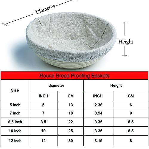 BabyFoxy 2 pack of mini 5 Inch Round Brotform Banneton Proofing Basket Bread Bowl for Baking Dough (Bonus Linen Cover) (5 inch)
