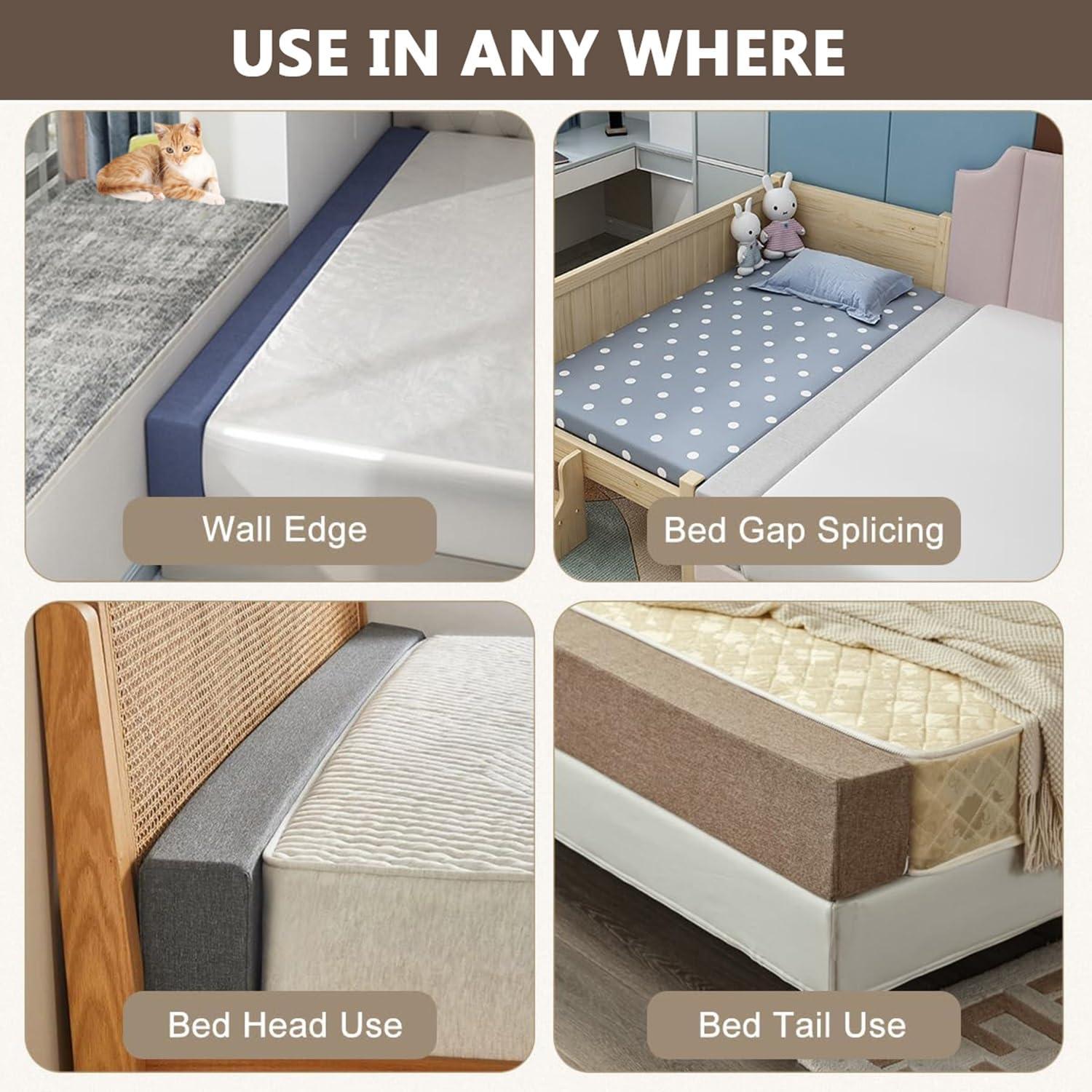 XMAYODS XMAYODS Bed Gap Filler Queen/King/Full/Twin Wall Side for Headboard Space Filler Bed Crack Pillow Stopper Wall Side Mattress Extender Memory Foam Mattress Gap Filler(#1,180x15x35cm/71x6x14in)