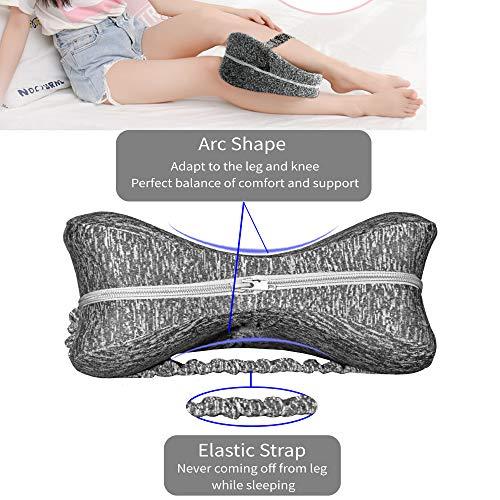 LVOPO LVOPO Knee Pillow for Side Sleepers with Elastic Strap, Memory Foam Leg Pillow, Ideal for Spine Alignment, Hip, Back & Joint Pain Relief, for Better Sleeping with Breathable & Washable Cover