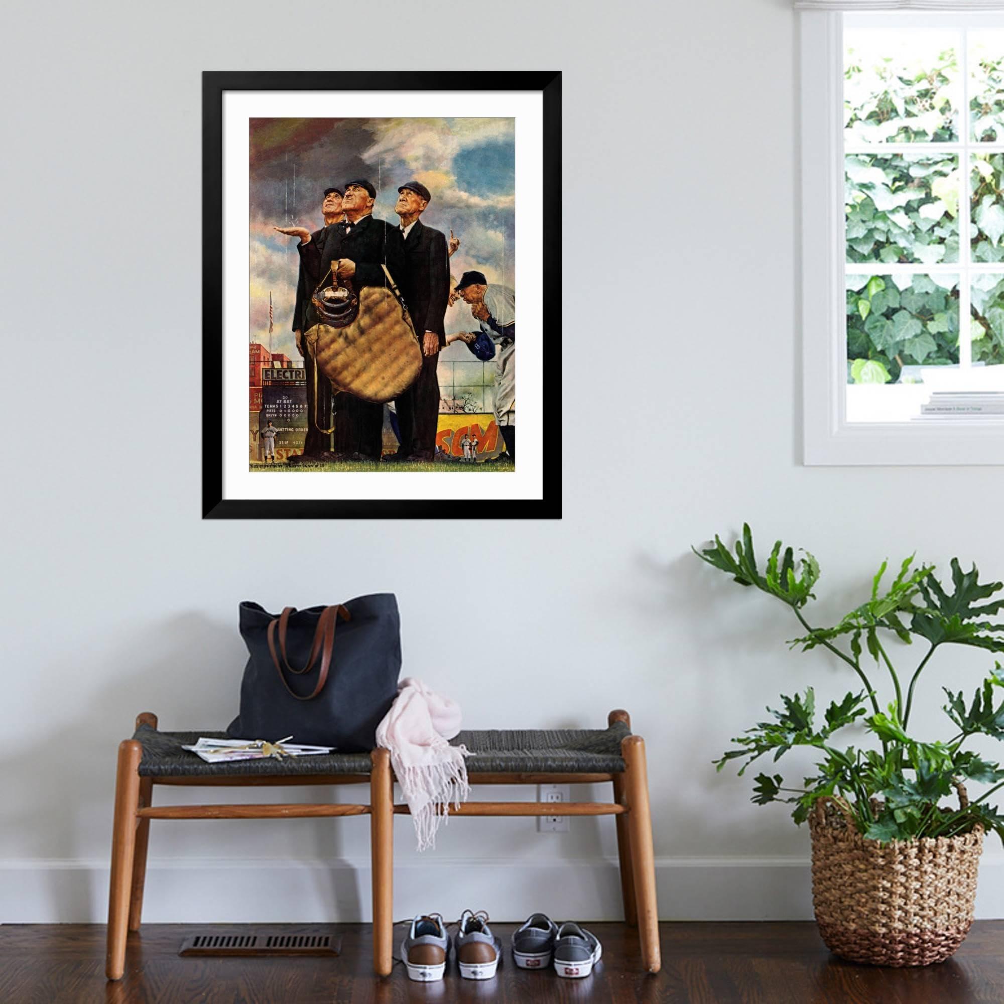 AllPosters AllPosters Wall Giclee Print Tough Call - Bottom of the Sixth (Three Umpires), April 23, 1949 on Black Frame by Norman Rockwell, 24x32