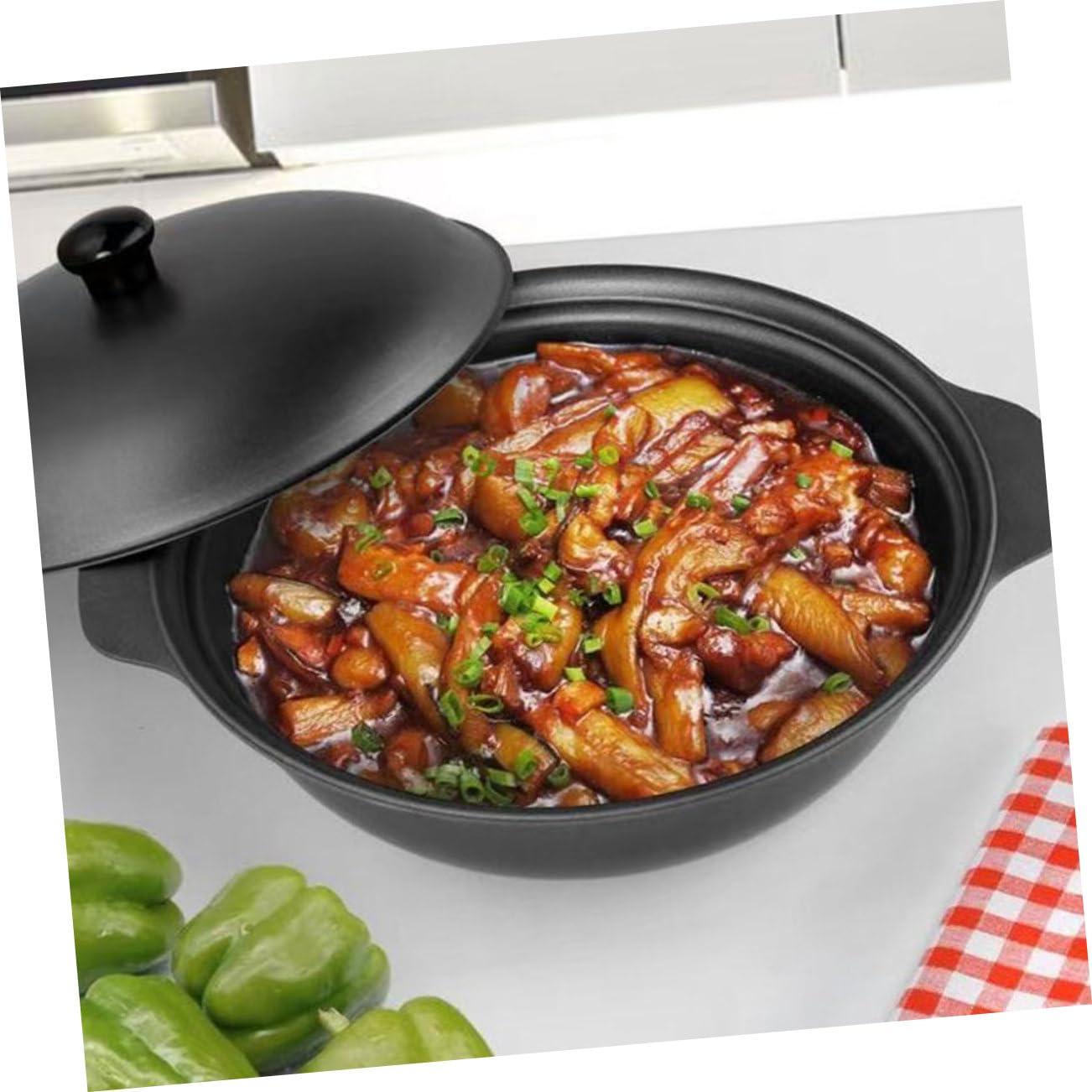 MAGICLULU MAGICLULU Casserole Fry Pan with Lid Nonstick Saucepans Clay Pots for Cooking Oven Pan Ovens Frying Baking Dish Cookware Cooker Small Oven Pot with Lid Cuisine Stew Skillet Wok Iron Black