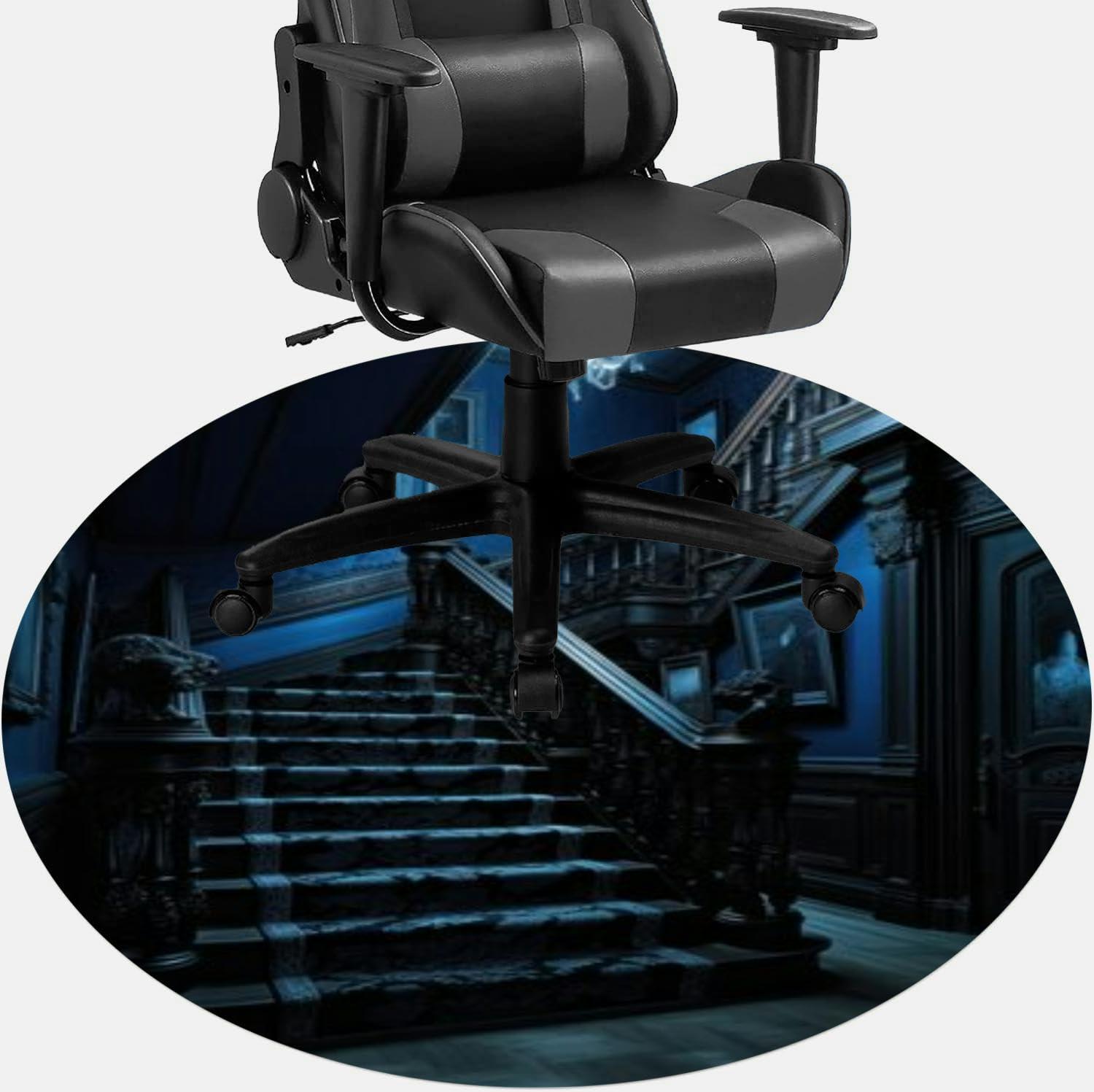 ZaCosy Computer Chair Mat for Hardwood Floor Gaming Rug Carpet Desk Office Chair Mat Floor Mat for Office Chair Gaming Room Stairs an Enchanted Mansion Blue Tones