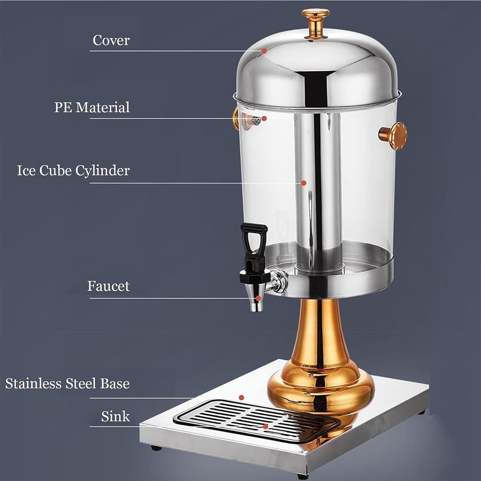 SINBAISHUNYYT Beverage Dispenser, 2.2/4.2/6.4 Gallon Drink Dispenser with Ice Core Container & Spigot, Leakproof Lemonade Tea Water Drink Jar Jug, Keeps Beverage Hot or Cold(2.2 Gallon)