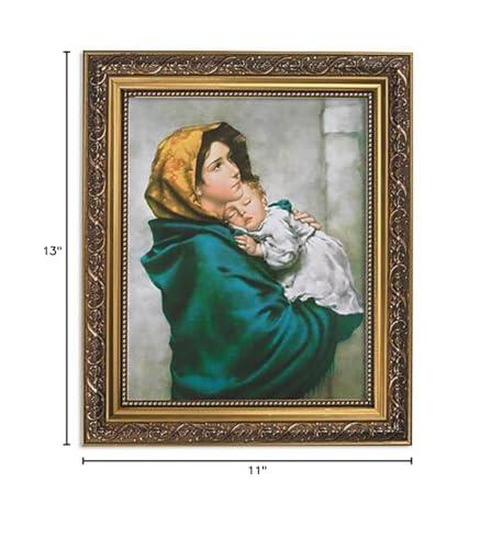 1home Gerffert Christian Wall Dcor Ornate Gold Framed Artwork, 11 x 13-Inch, Ferruzzi - Madonna of The Streets
